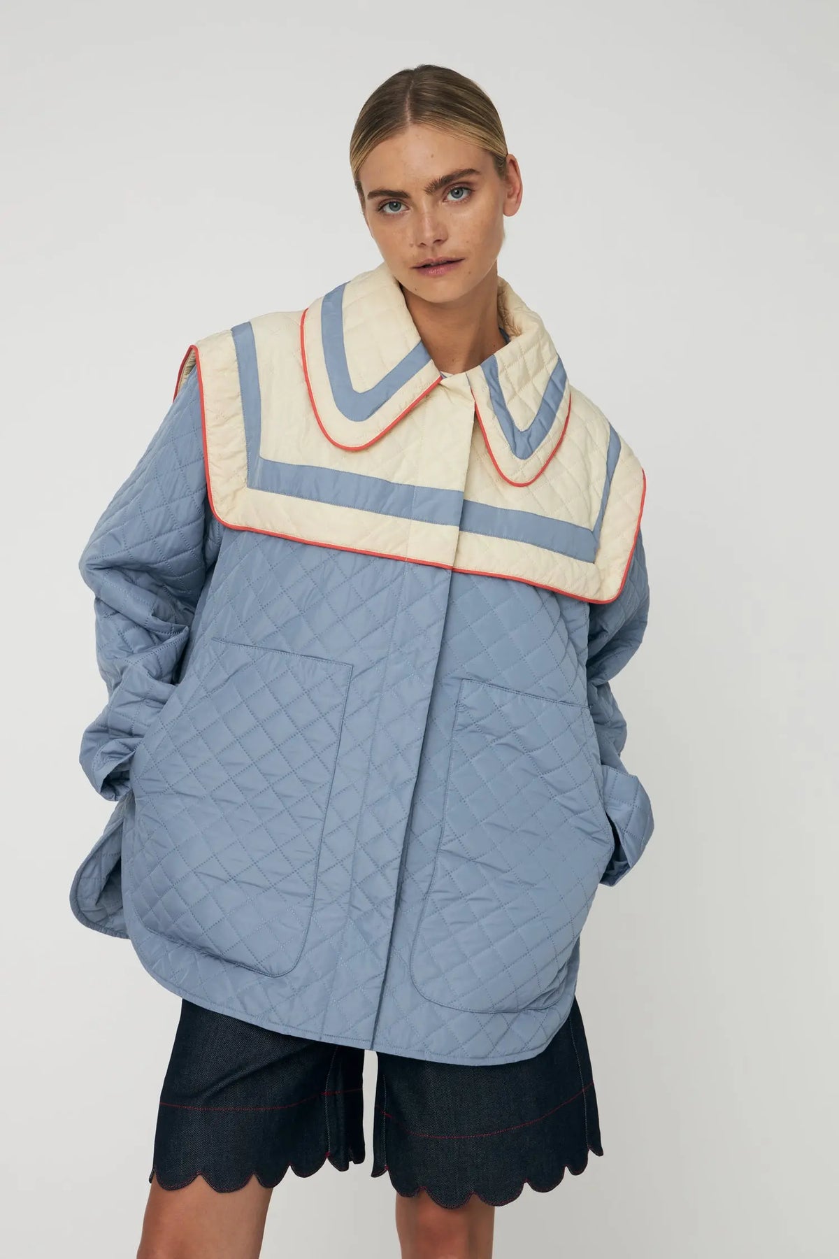 Stella Nova Oversized Quilted Sailor Coat Coat 343 Lovely Blue
