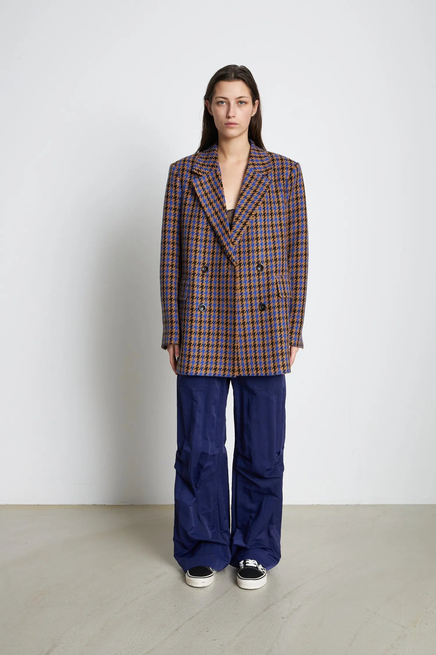 Stella Nova Oversized checked blazer Blazer 304 Blue/Camel/Black