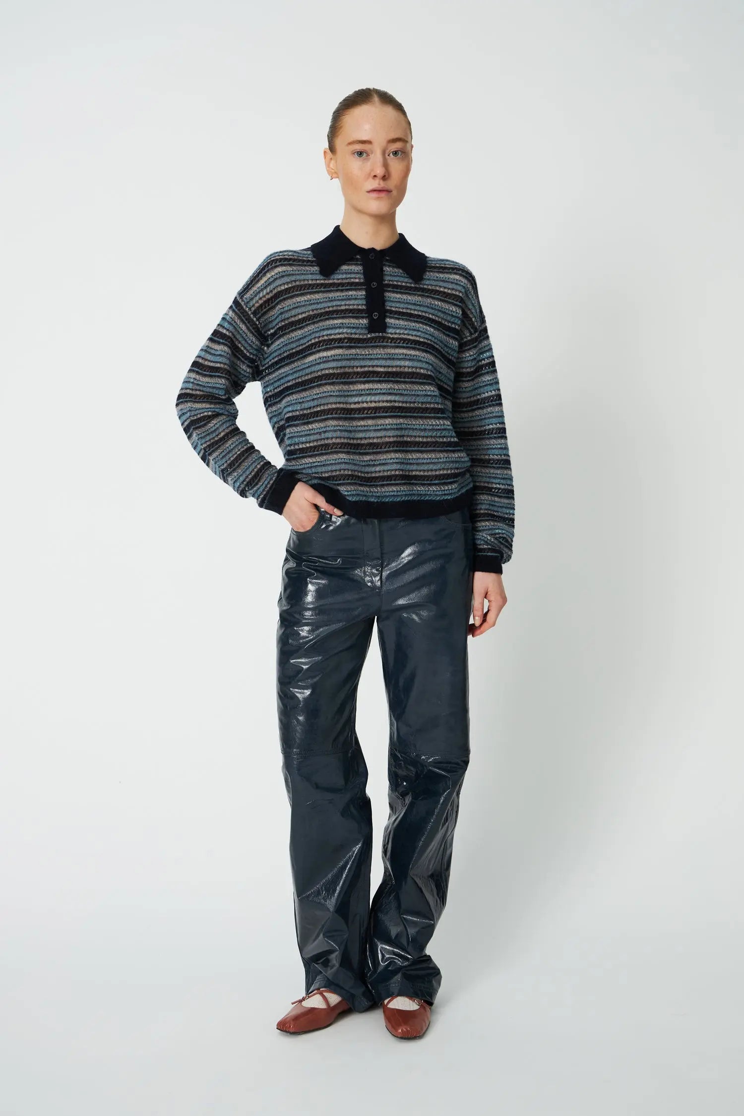 Stella Nova Patent Leather Pant Pants 428 Night Petrol