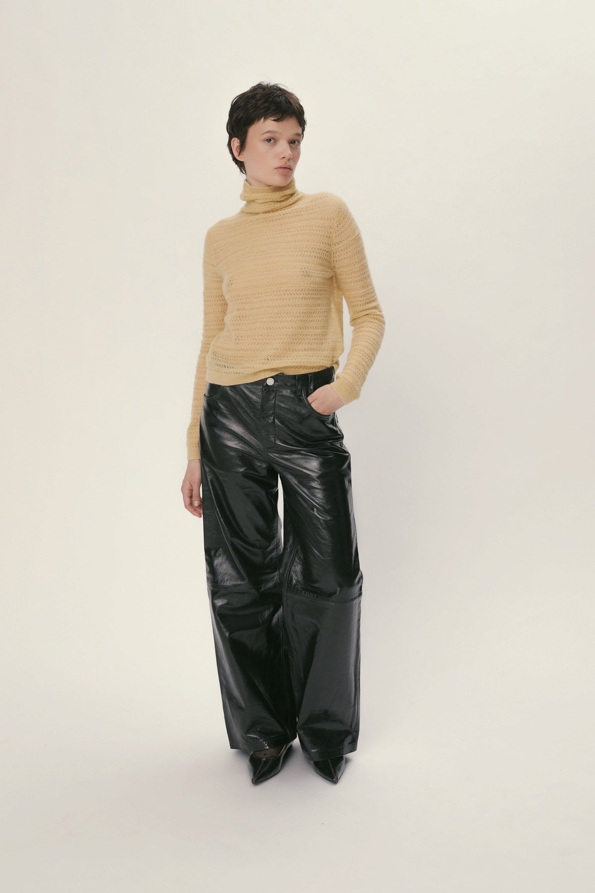 Stella Nova Patent Leather Pants Leather Pants 999 Black