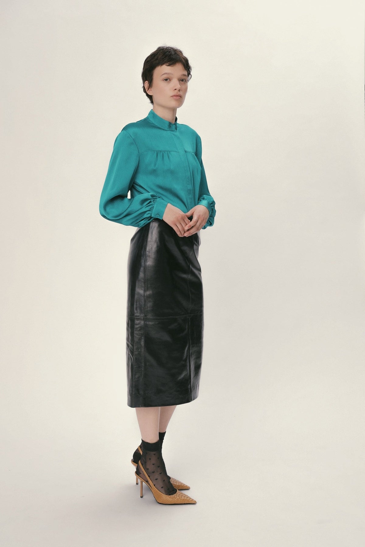 Stella Nova Patent Leather Pencil Skirt Leather Skirt 999 Black
