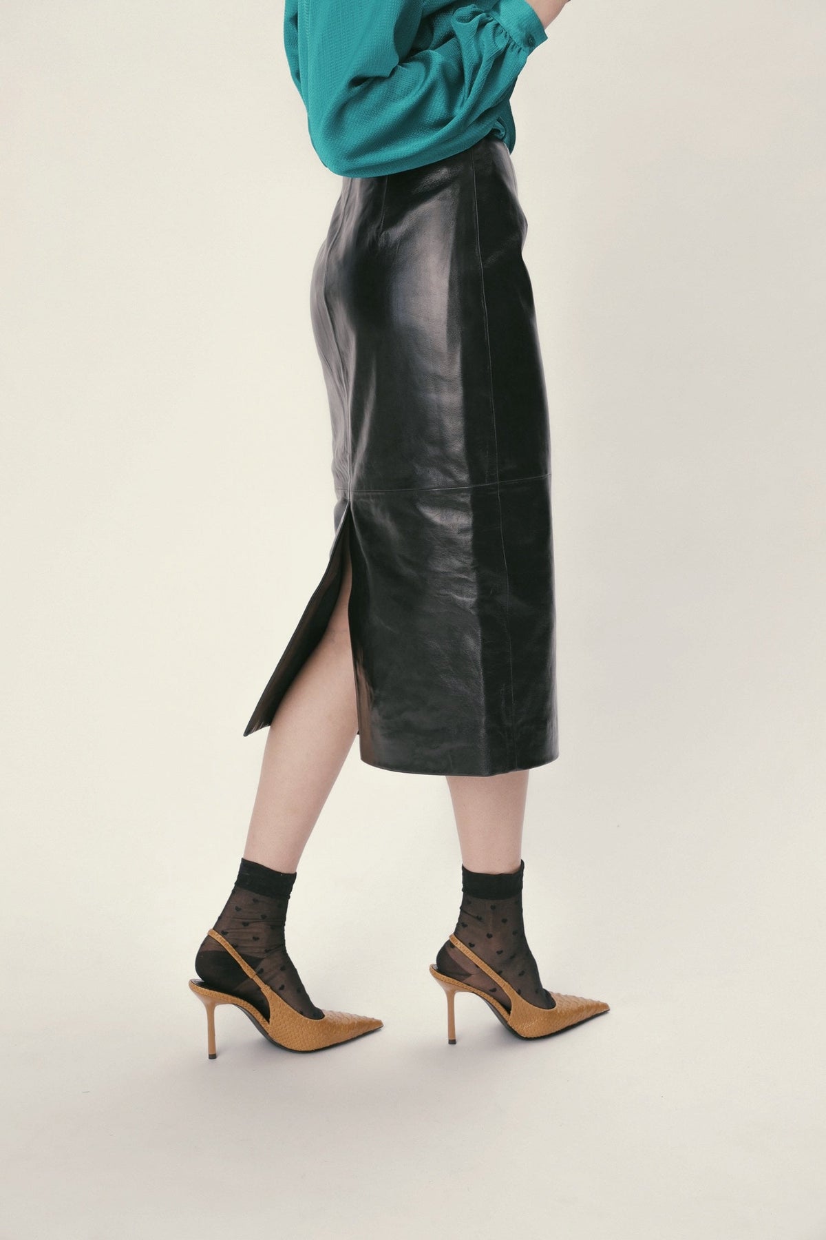 Stella Nova Patent Leather Pencil Skirt Leather Skirt 999 Black