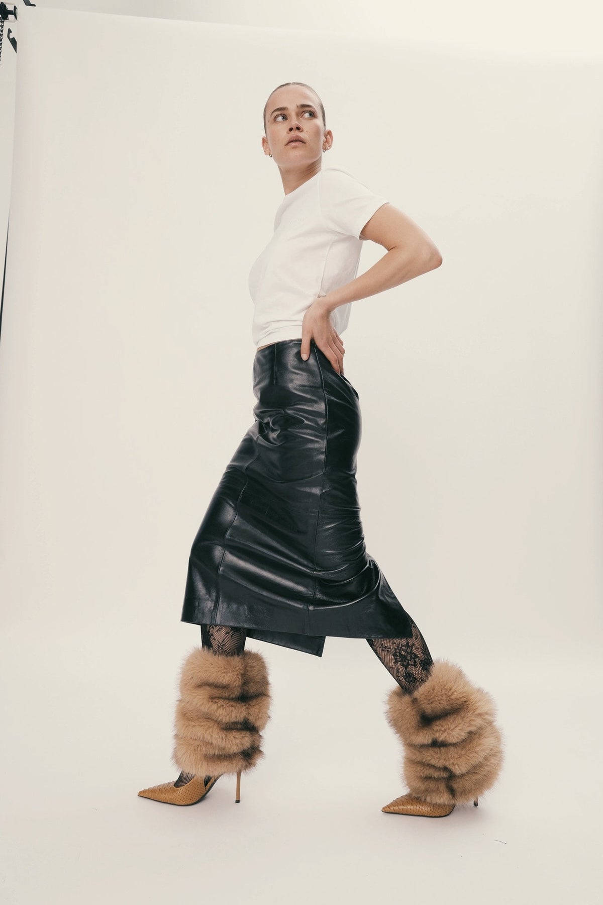 Stella Nova Patent Leather Pencil Skirt Leather Skirt 999 Black