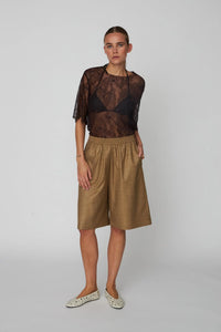 Pin Striped Shorts - Khaki
