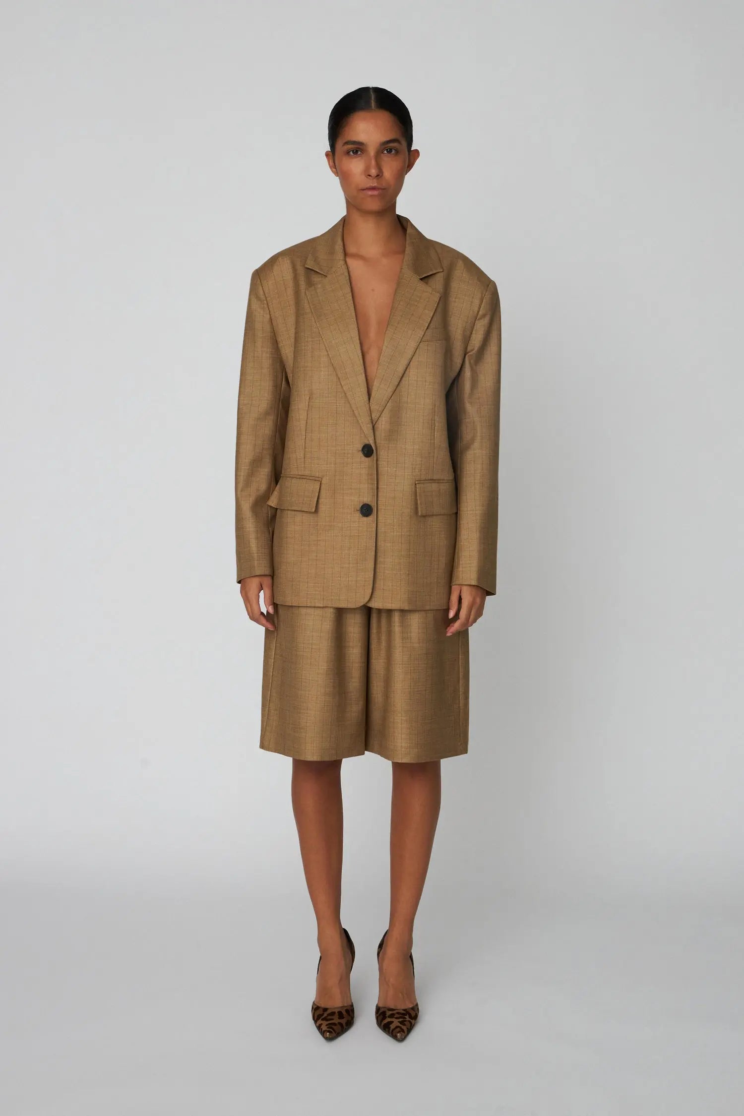 Stella Nova Pin Striped Shorts Short Pants 089 Khaki