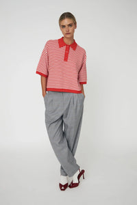 Polo Knit - Red/ Creme Stripes