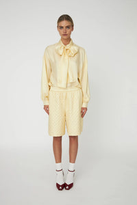Quilted Silk Shorts - Soft Yellow