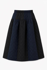 Quilted midi Skirt - Dark Striped