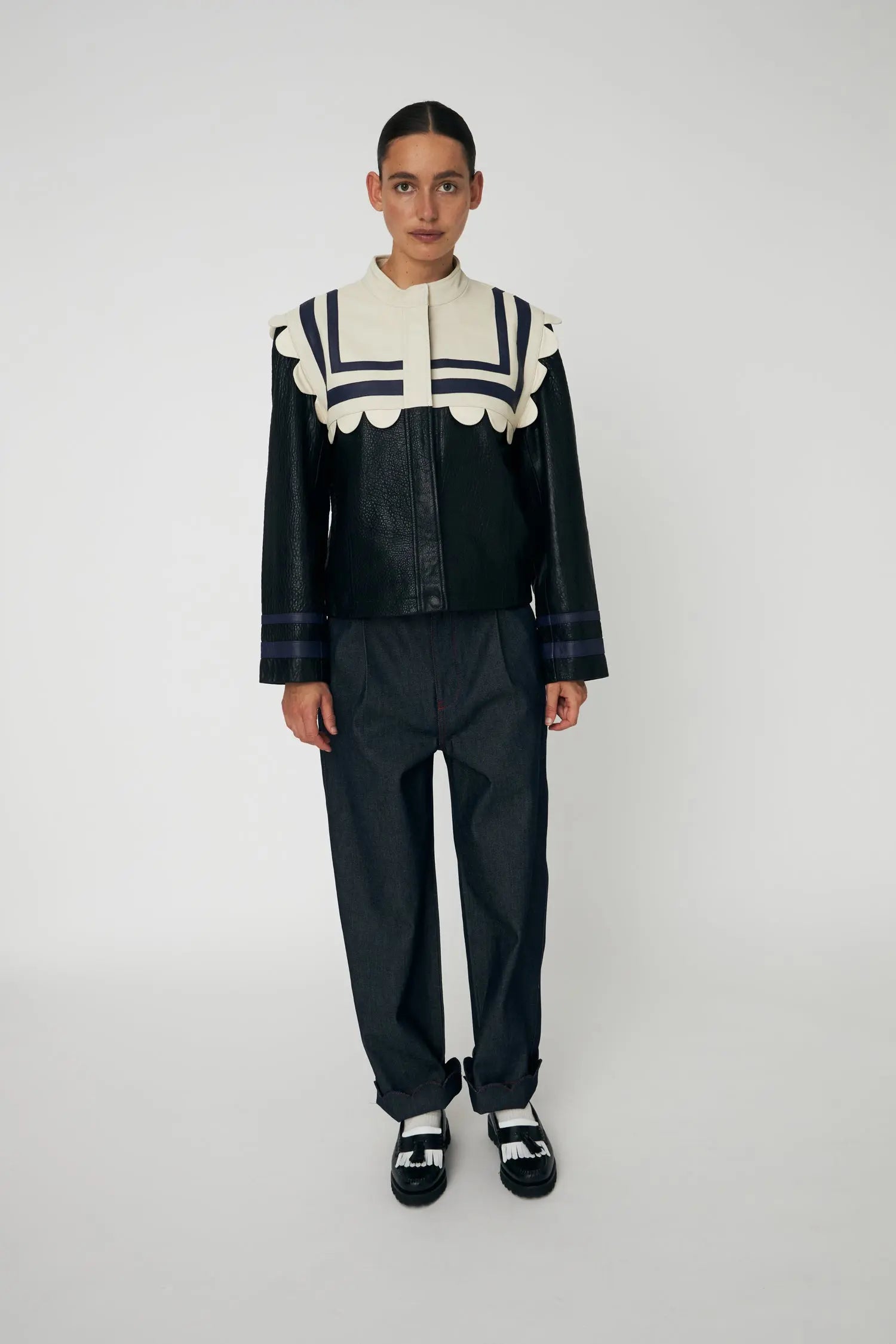 Stella Nova Sailor Leather Jacket Leather Jacket 018 Creme/Black