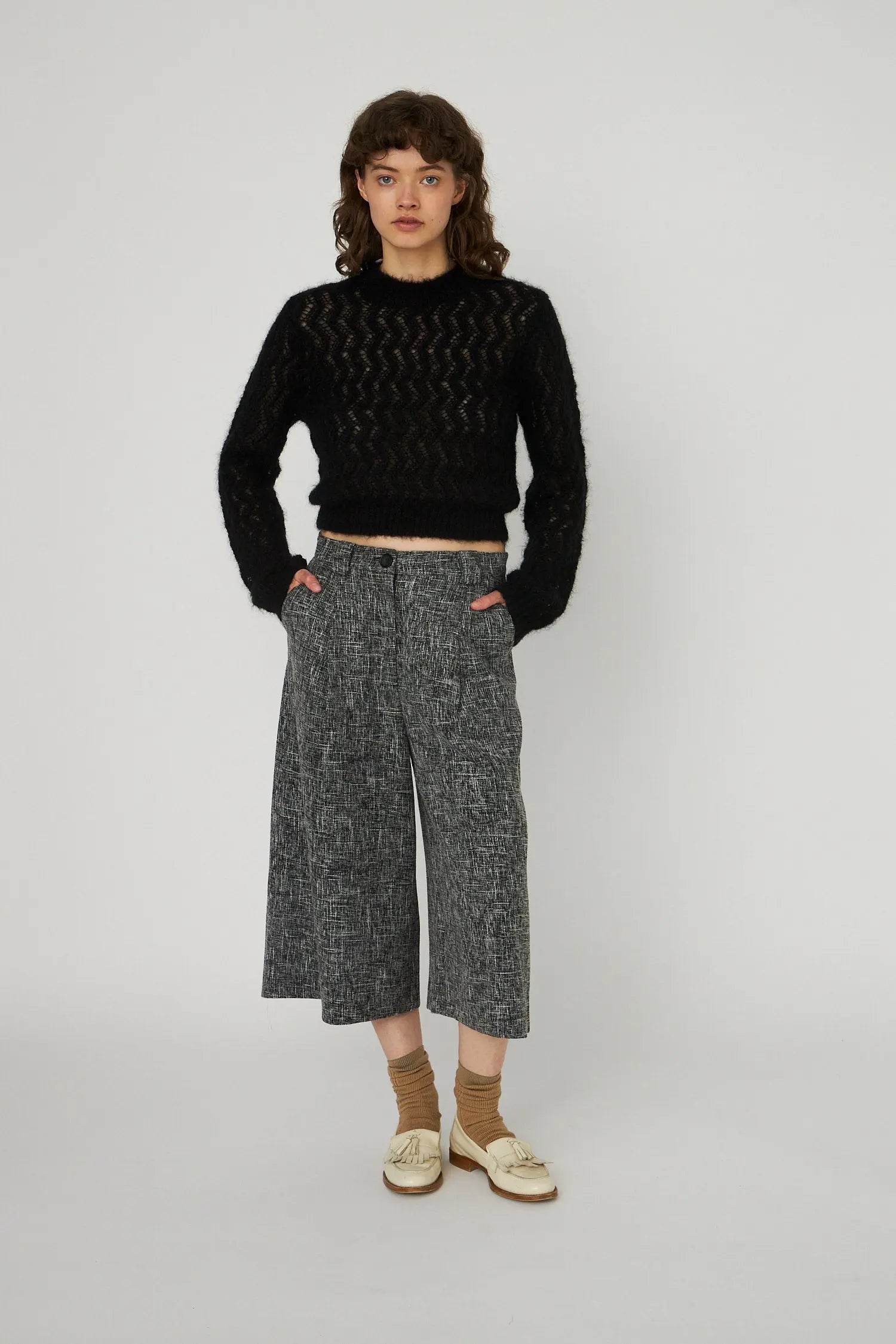 Stella Nova Salt and Pepper Cropped Low-Waist Pants Pants 921 Flintstone