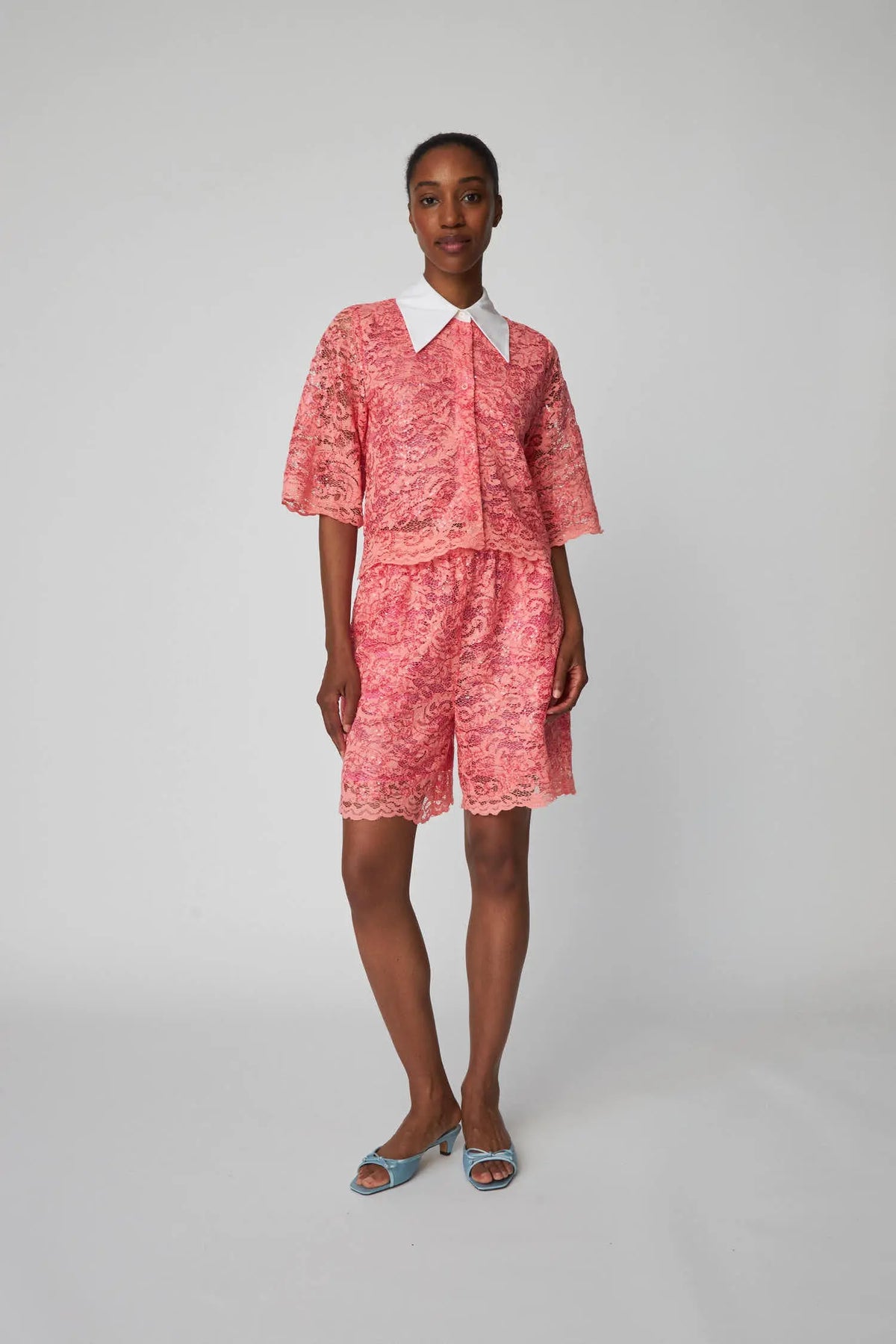 Stella Nova Sequined Lace Shirt Shirt 567 Amazing Pink