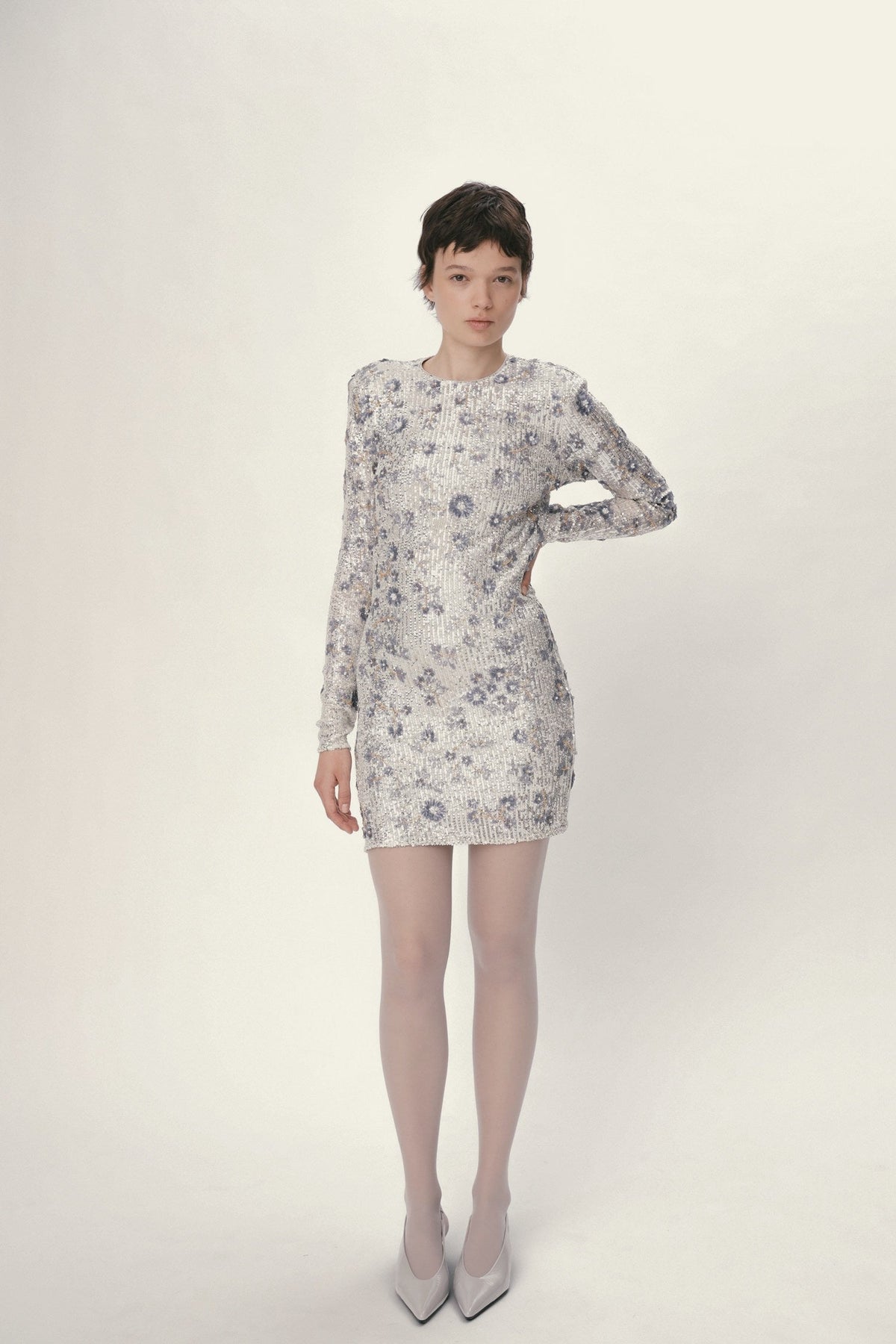 Stella Nova Sequins Flower Dress Dress 914 Pearl Silver