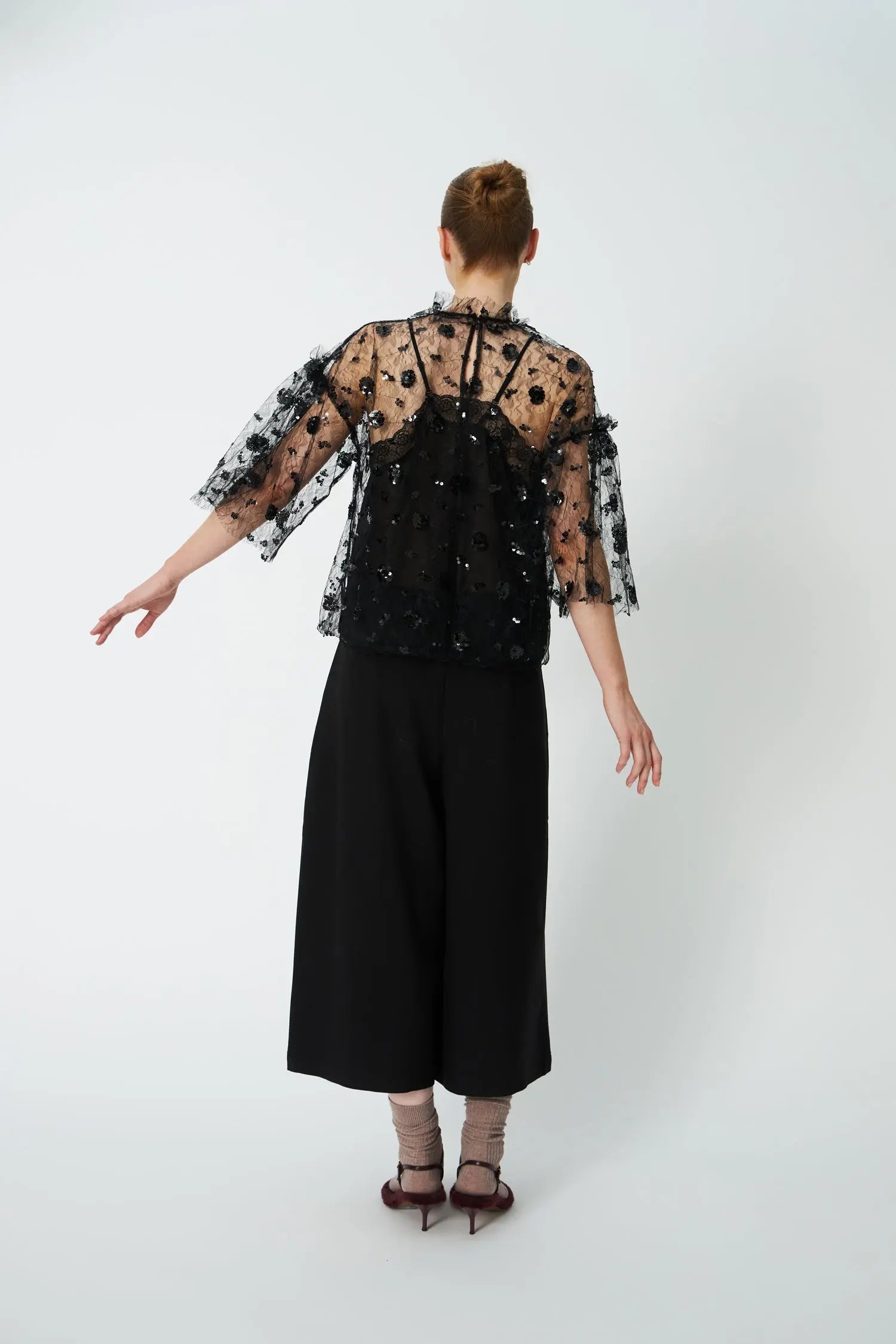 Stella Nova Sequins Mesh Blouse Blouse 999 Black