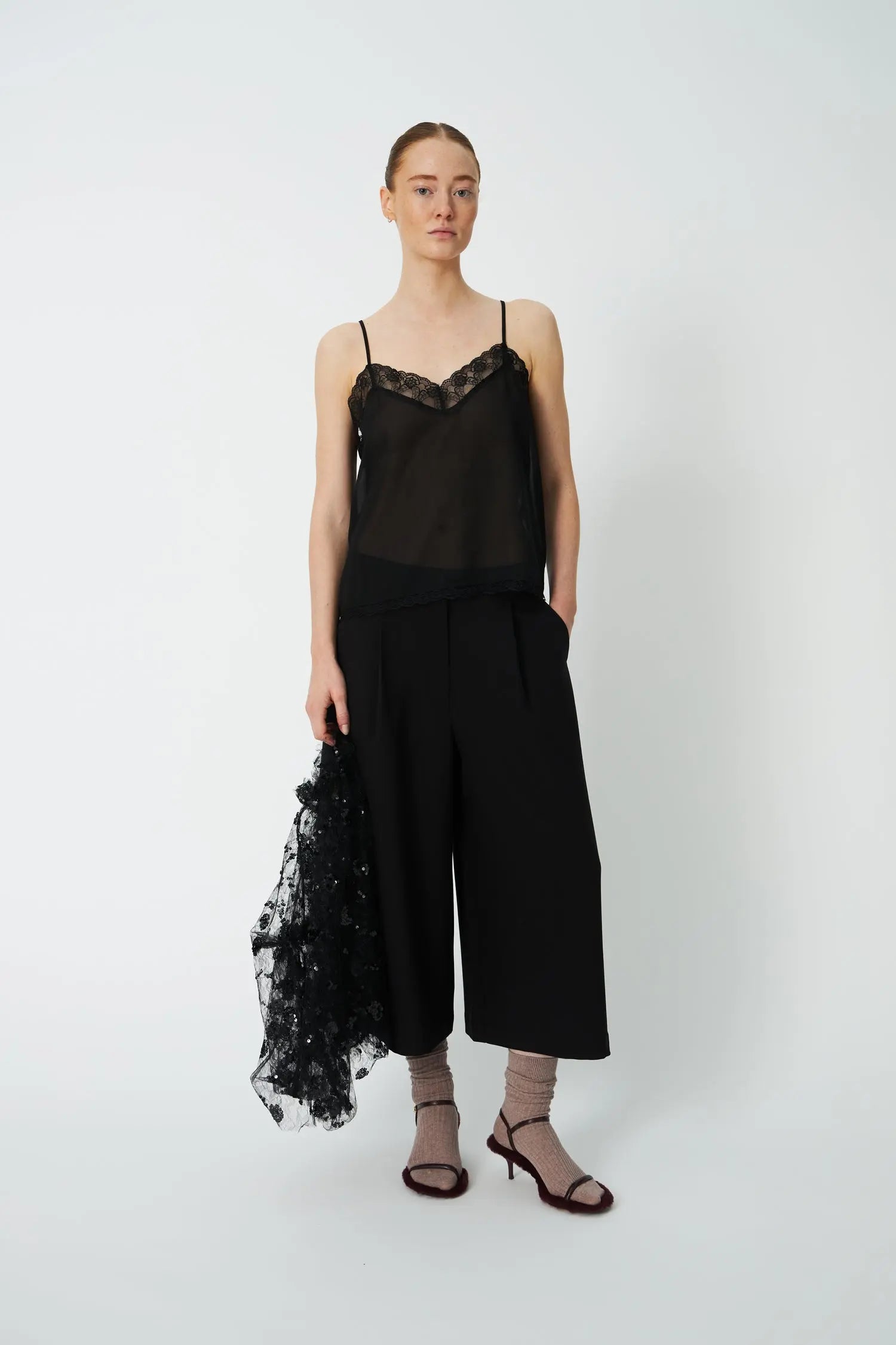 Stella Nova Sequins Mesh Blouse Blouse 999 Black