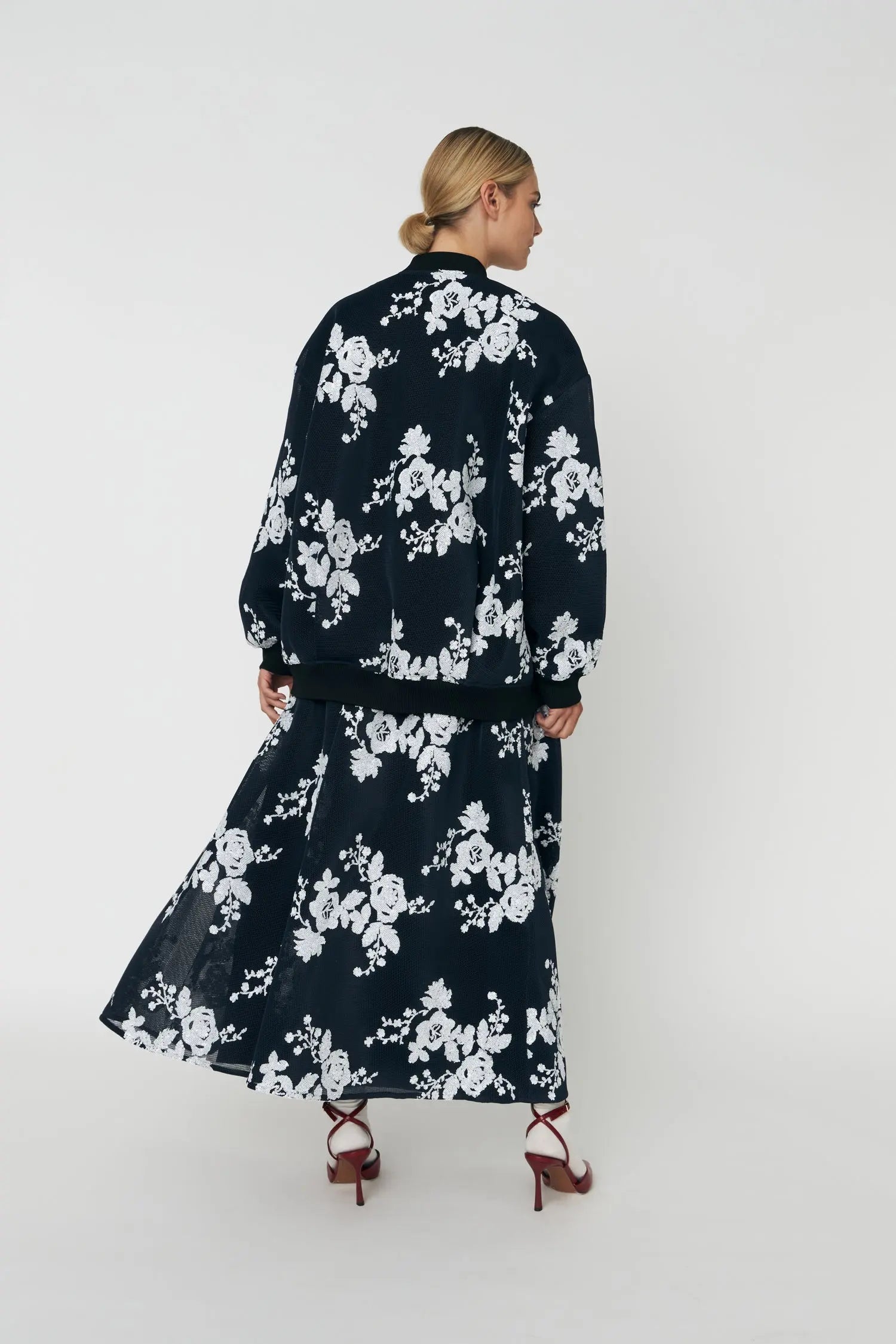 Stella Nova Sequins Mesh Oversized Jacket Jacket 312 White and Blue