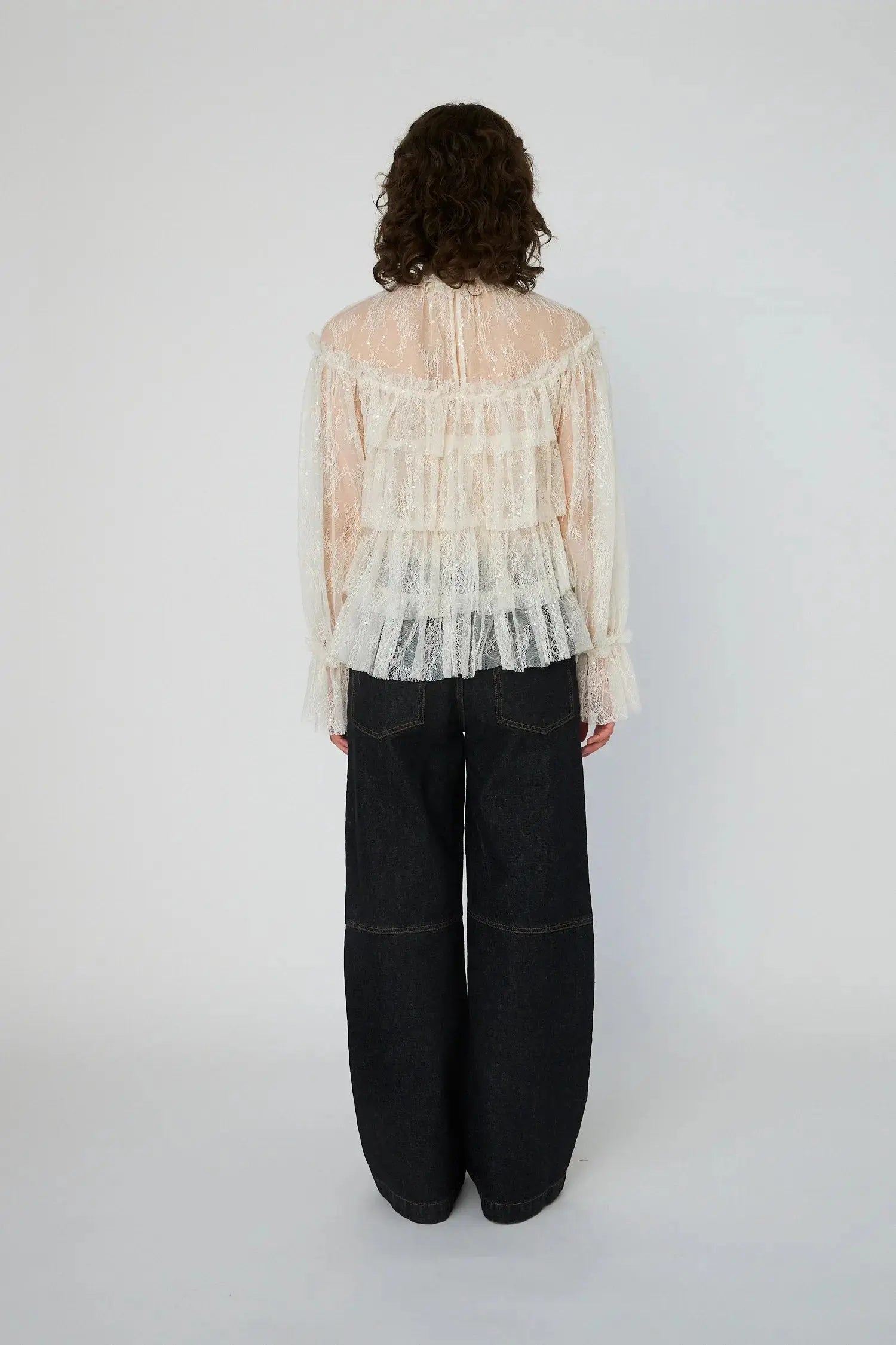 Stella Nova Sheer Frill Lace Blouse Blouse 029 Creme