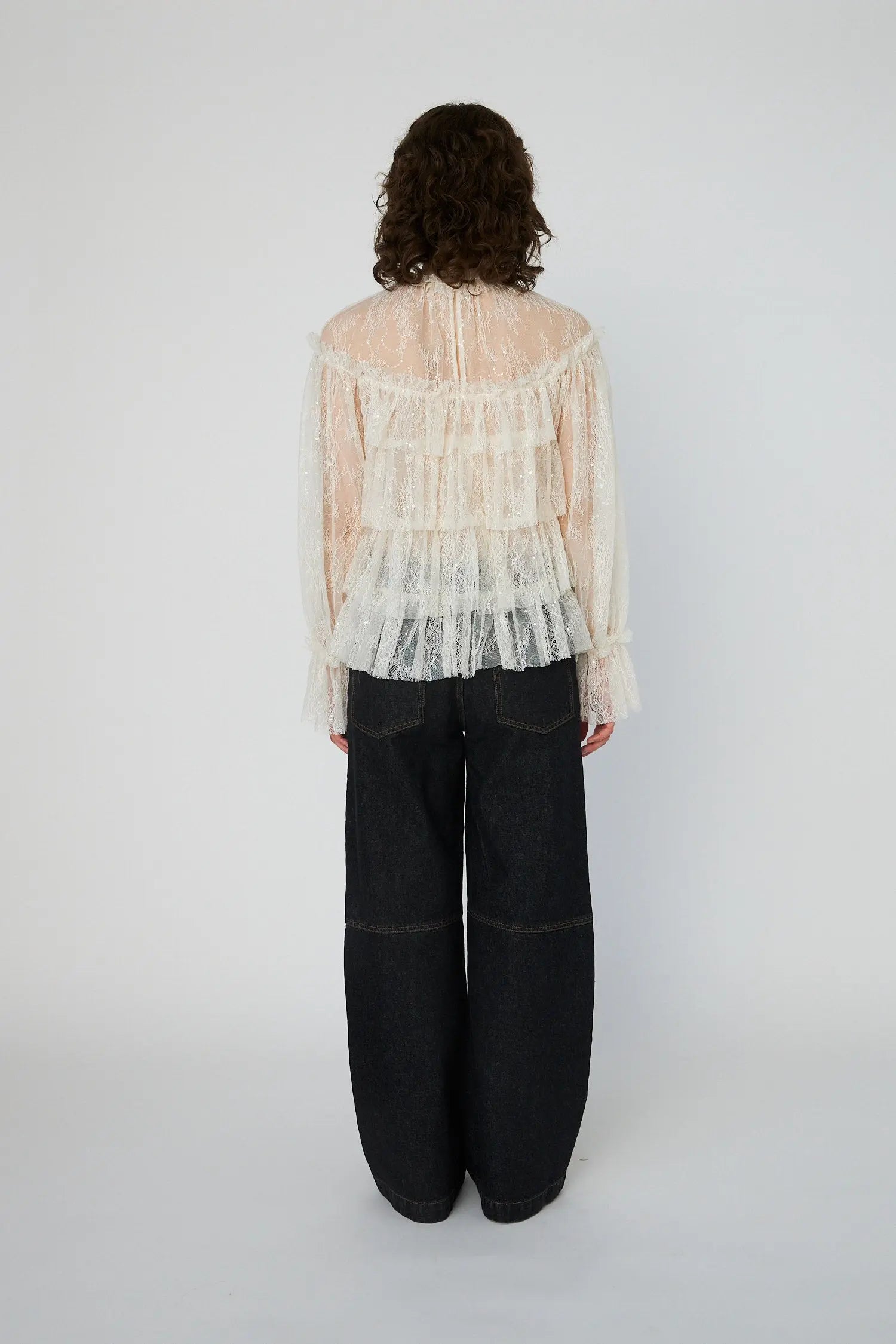 Stella Nova Sheer Frill Lace Blouse Blouse 029 Creme