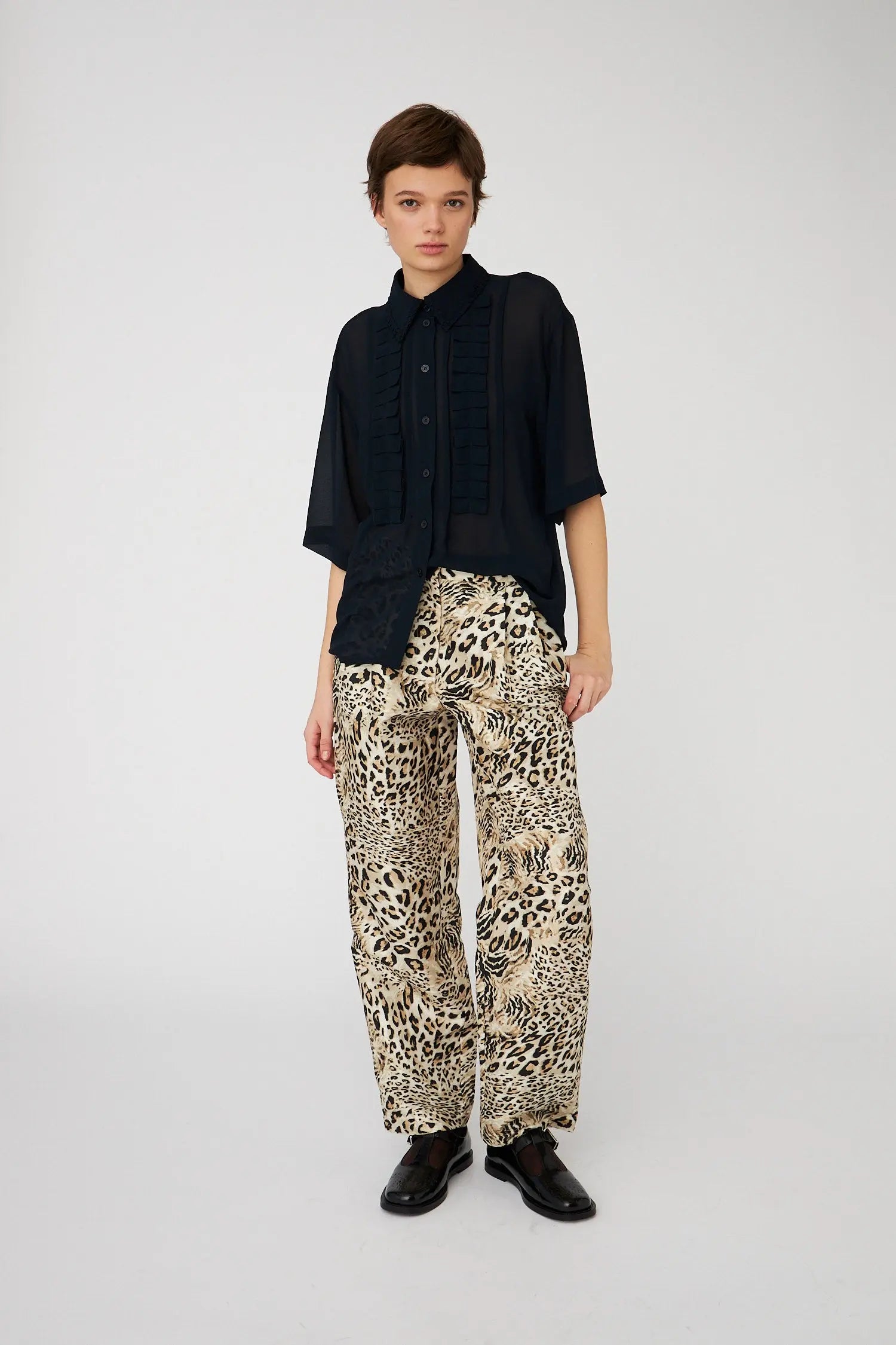 Stella Nova Sheer Shirt with Frill Shirt 395 Navy