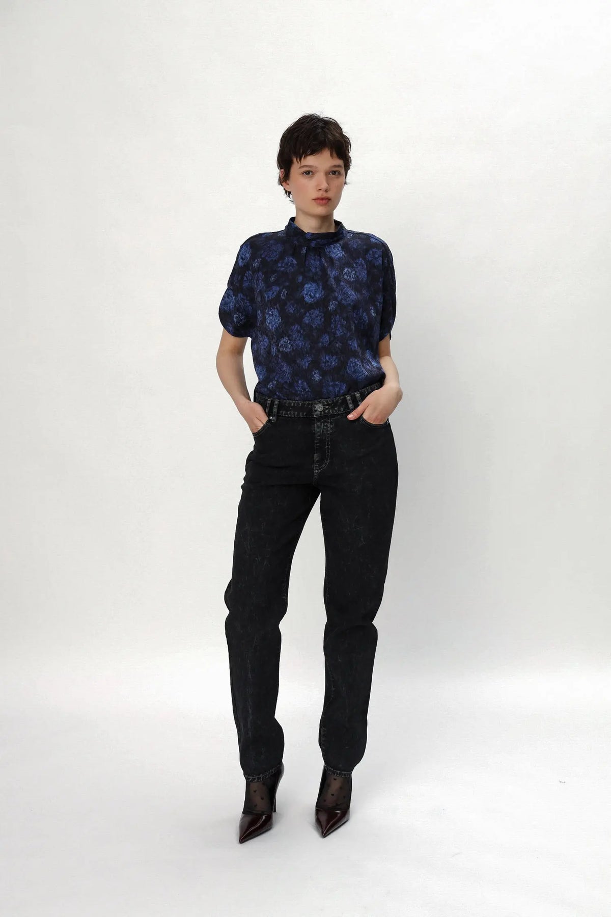 Stella Nova Silk Bow Top Top 441 Blue Tone Flowers