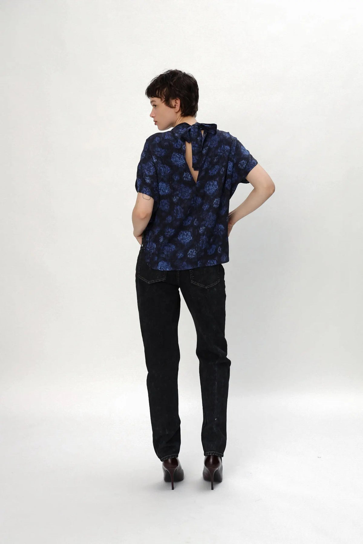 Stella Nova Silk Bow Top Top 441 Blue Tone Flowers