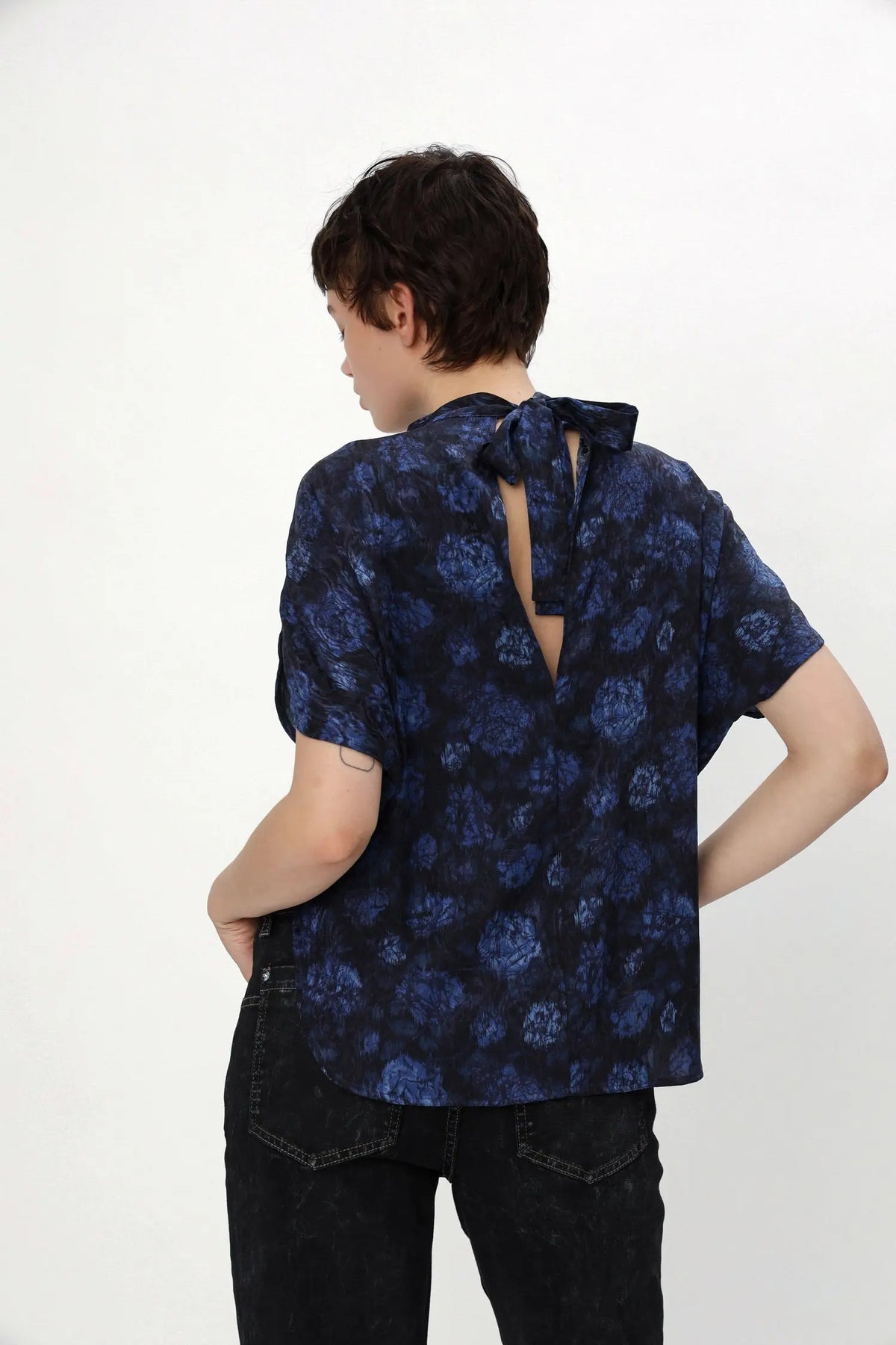 Stella Nova Silk Bow Top Top 441 Blue Tone Flowers