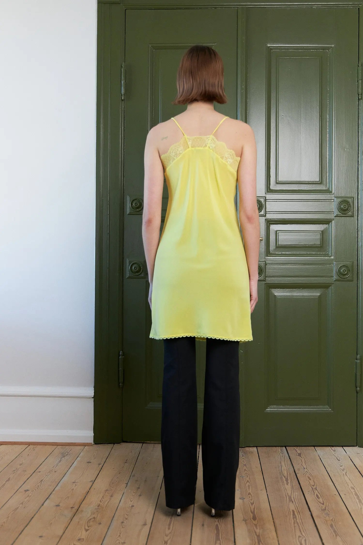 Stella Nova Silk slip dress Slip Dress 158 Pale Lime Yellow