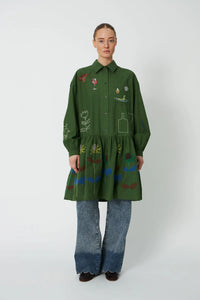 Small Embroidery Dress - Green Leaf