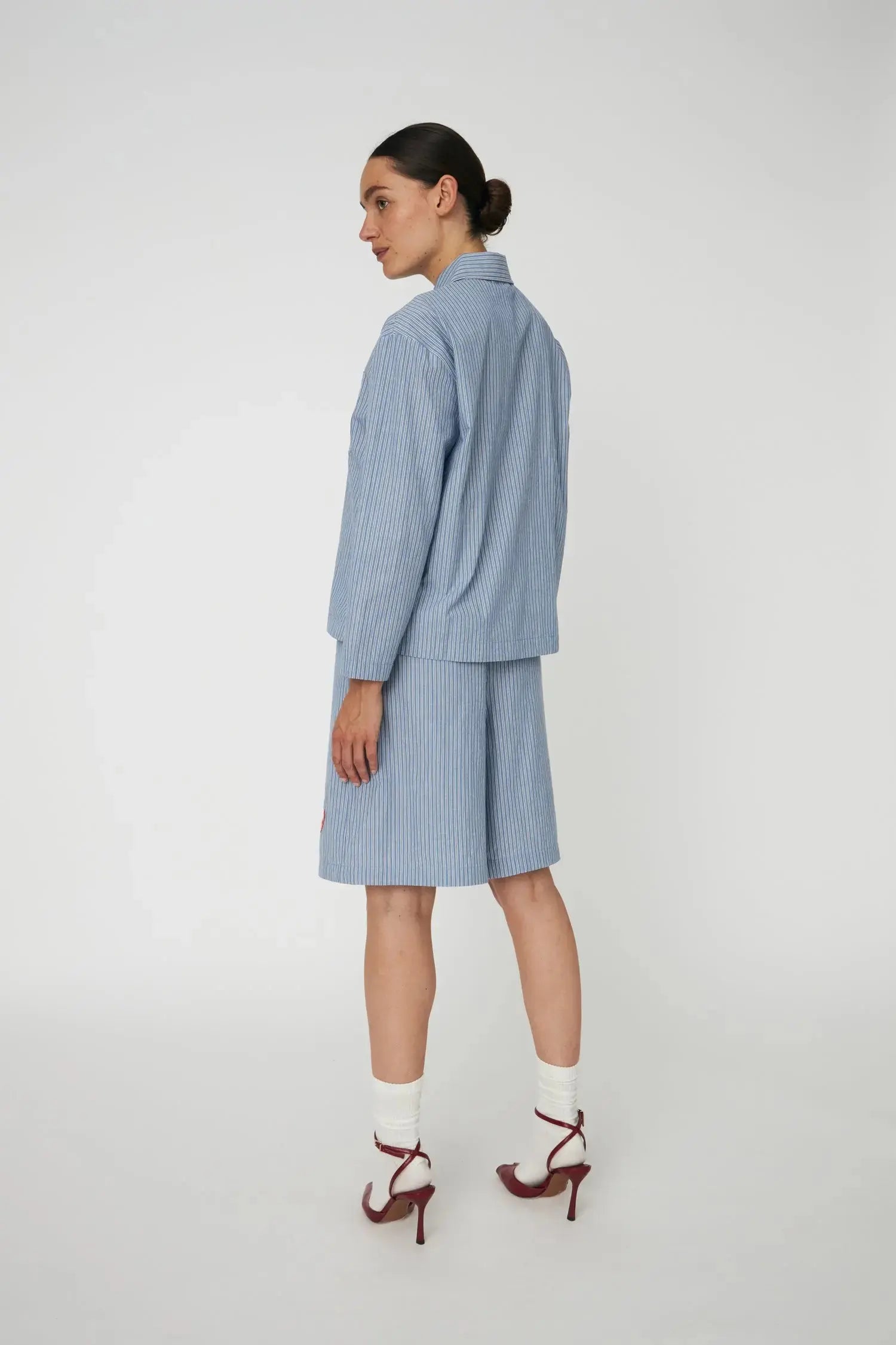 Stella Nova Striped Anchor Embroidered Shirt Shirt 313 Blue Stripes