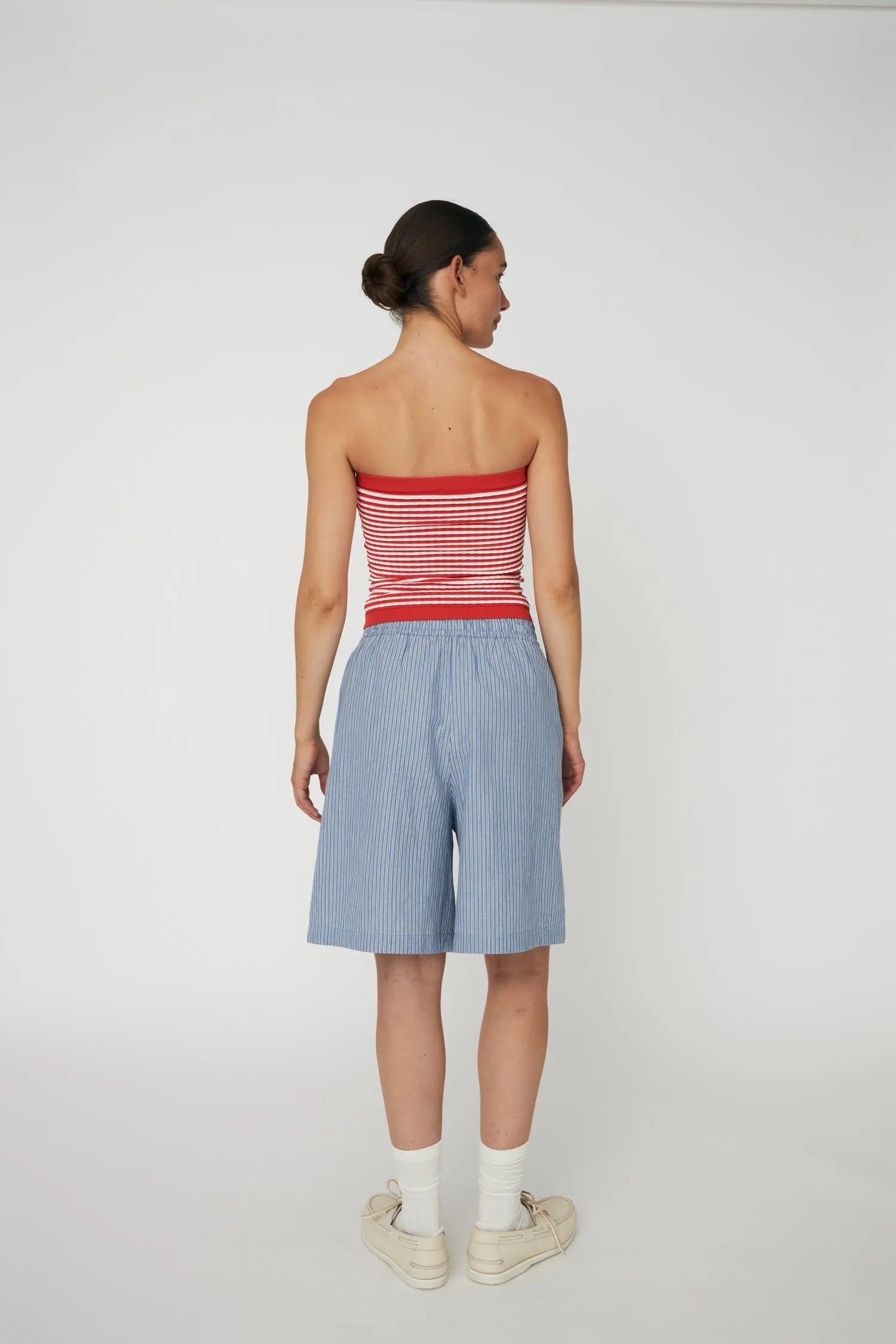 Stella Nova Striped Anchor Embroidered Shorts Short Pants 313 Blue Stripes