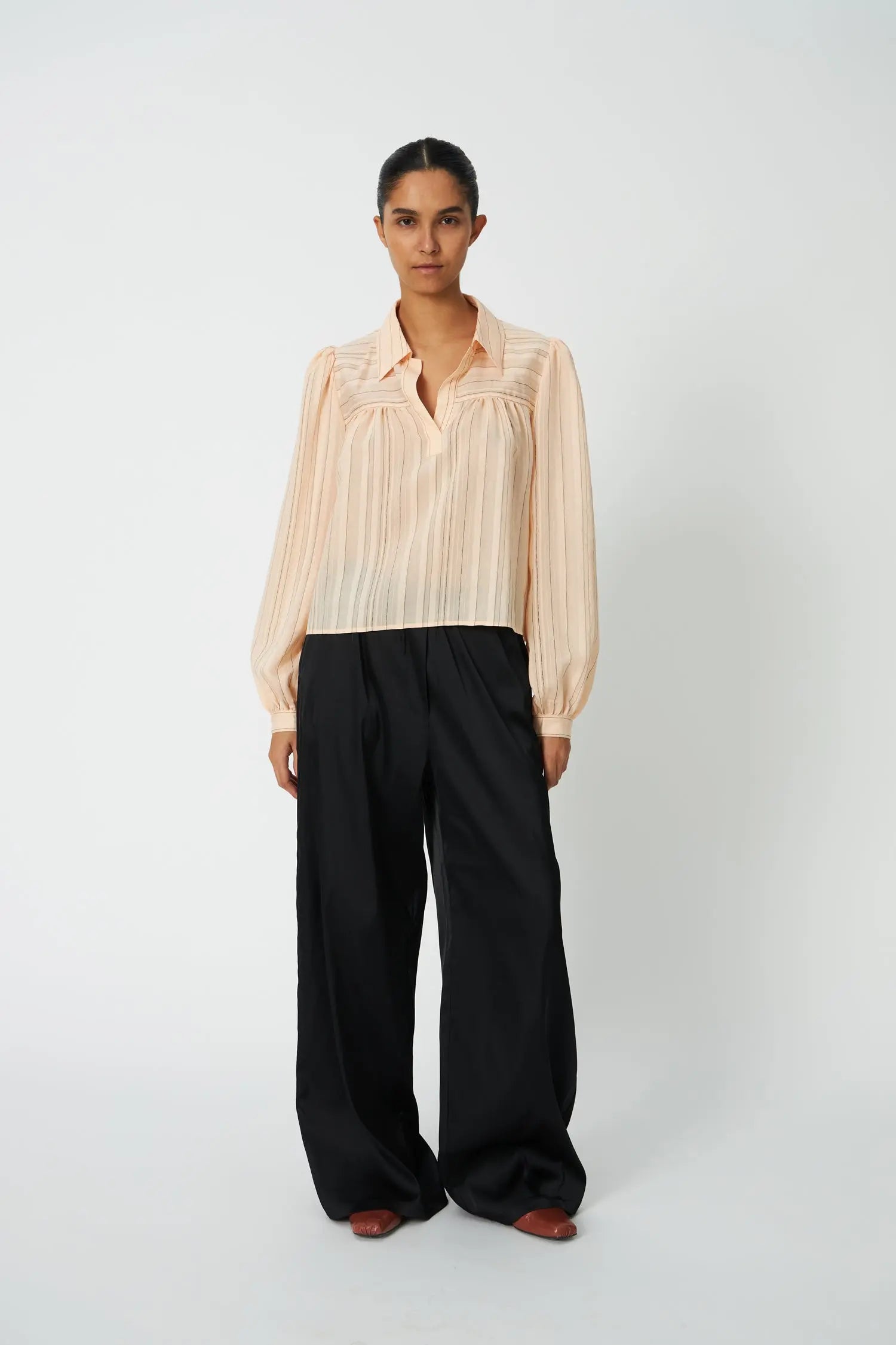 Stella Nova Striped Blouse Blouse 484 Peach Beige