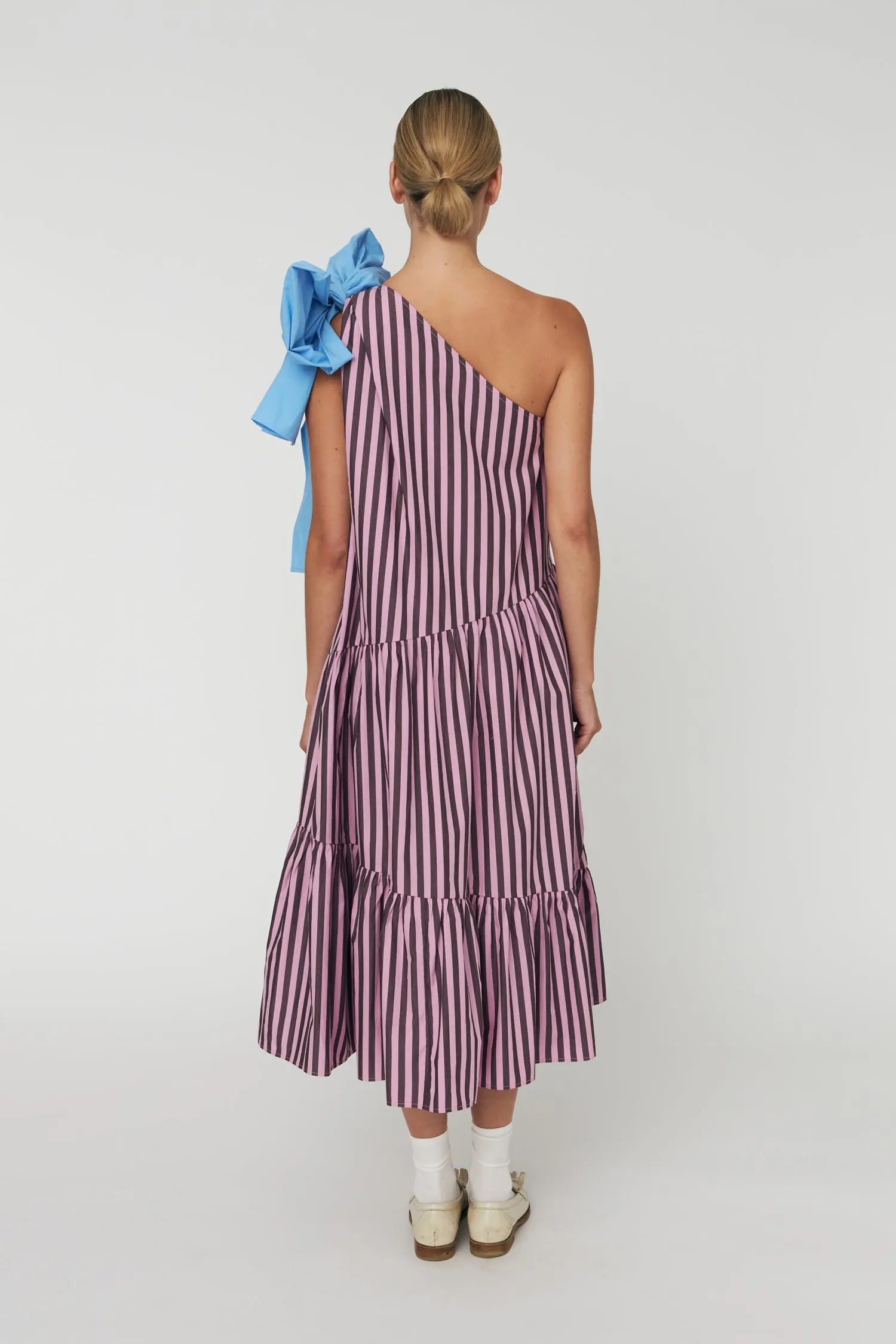 Stella Nova Striped Bow Midi Dress Dress 559 Purple