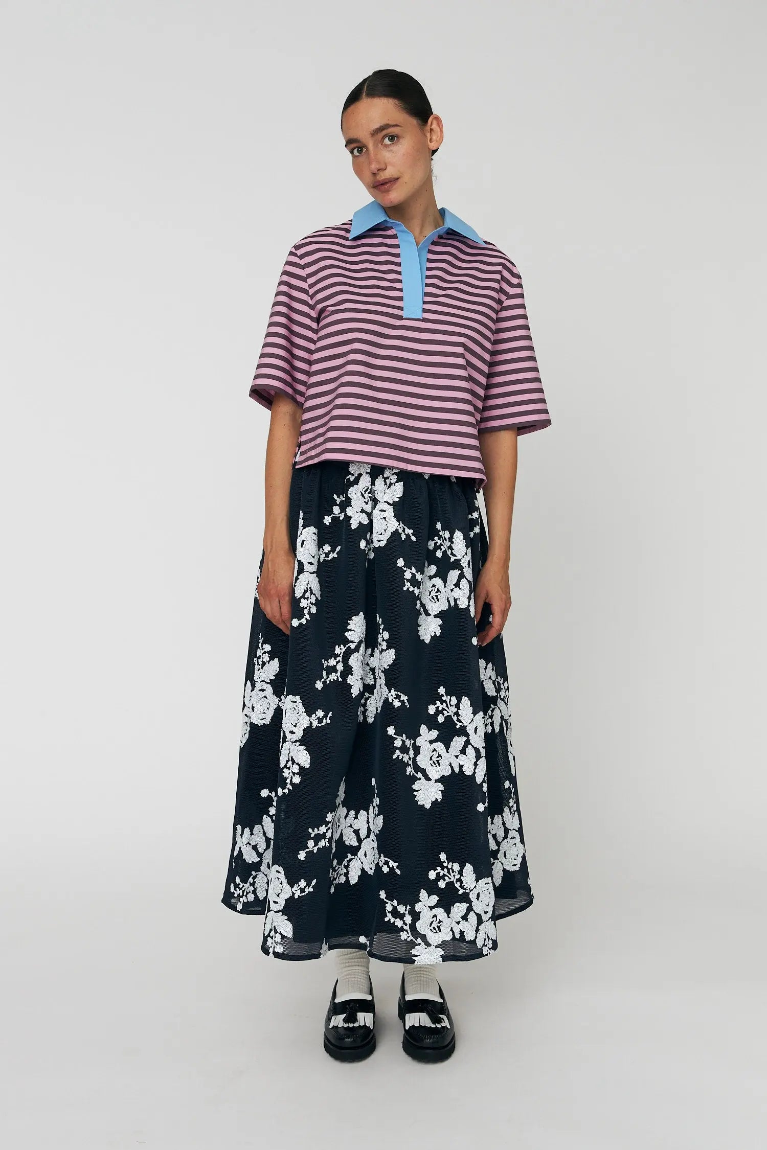 Stella Nova Striped Cotton Shirt Shirt 559 Purple