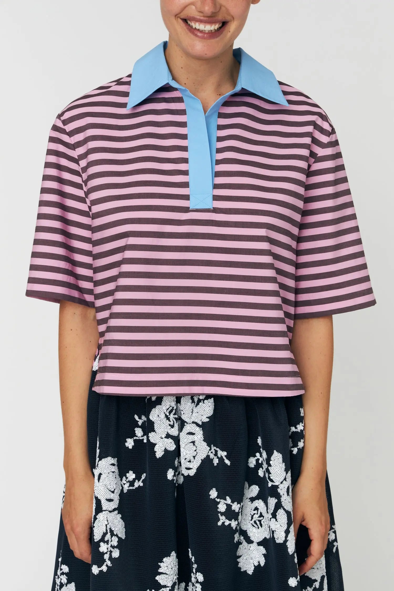 Stella Nova Striped Cotton Shirt Shirt 559 Purple