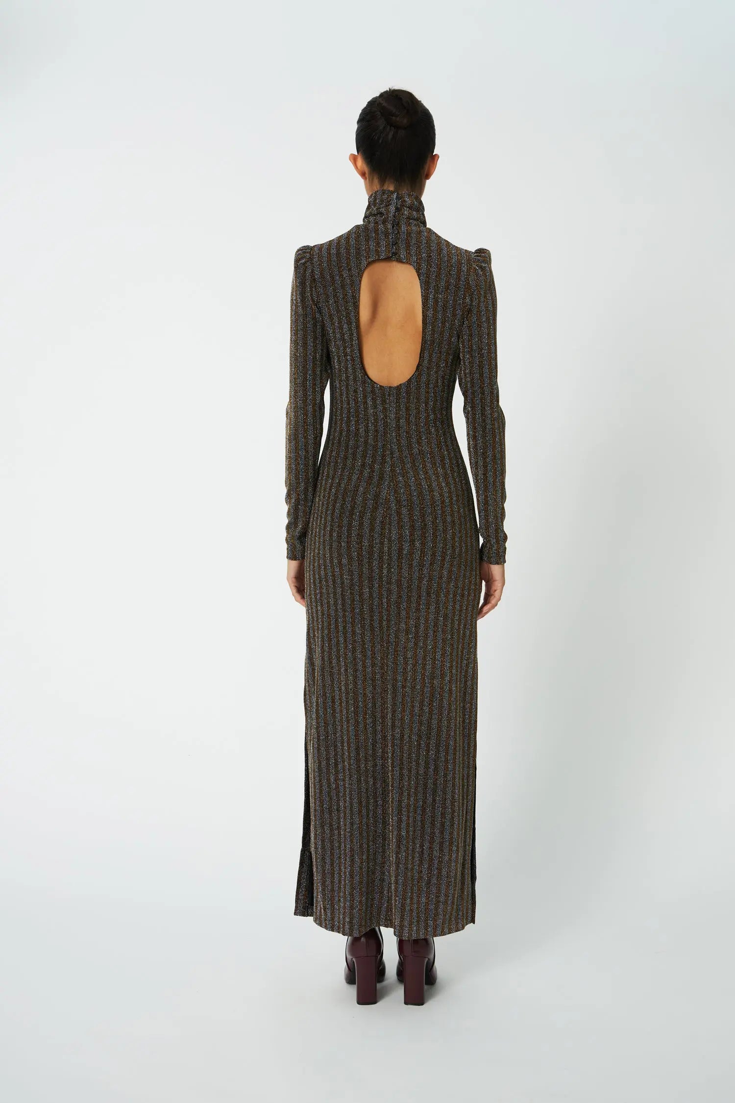 Stella Nova Striped Lurex Jersey Dress Dress 377 Gold Silver Shimmer