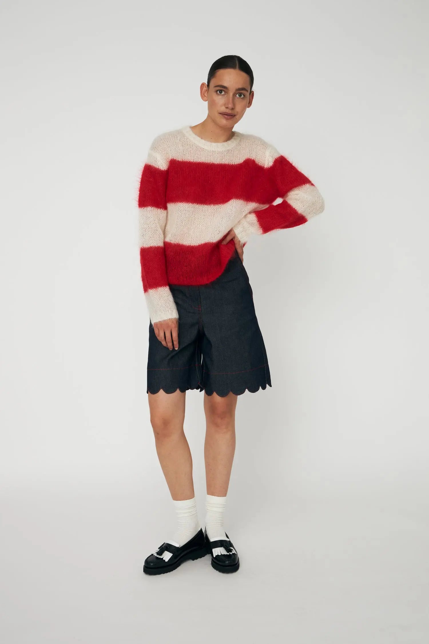 Stella Nova Striped Luxury Mohair Sweater Sweater 078 Ivory