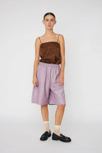 Shorts à rayures en tissu costume - Light Purple