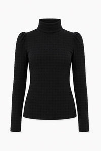 Turtleneck blouse with open back - Black