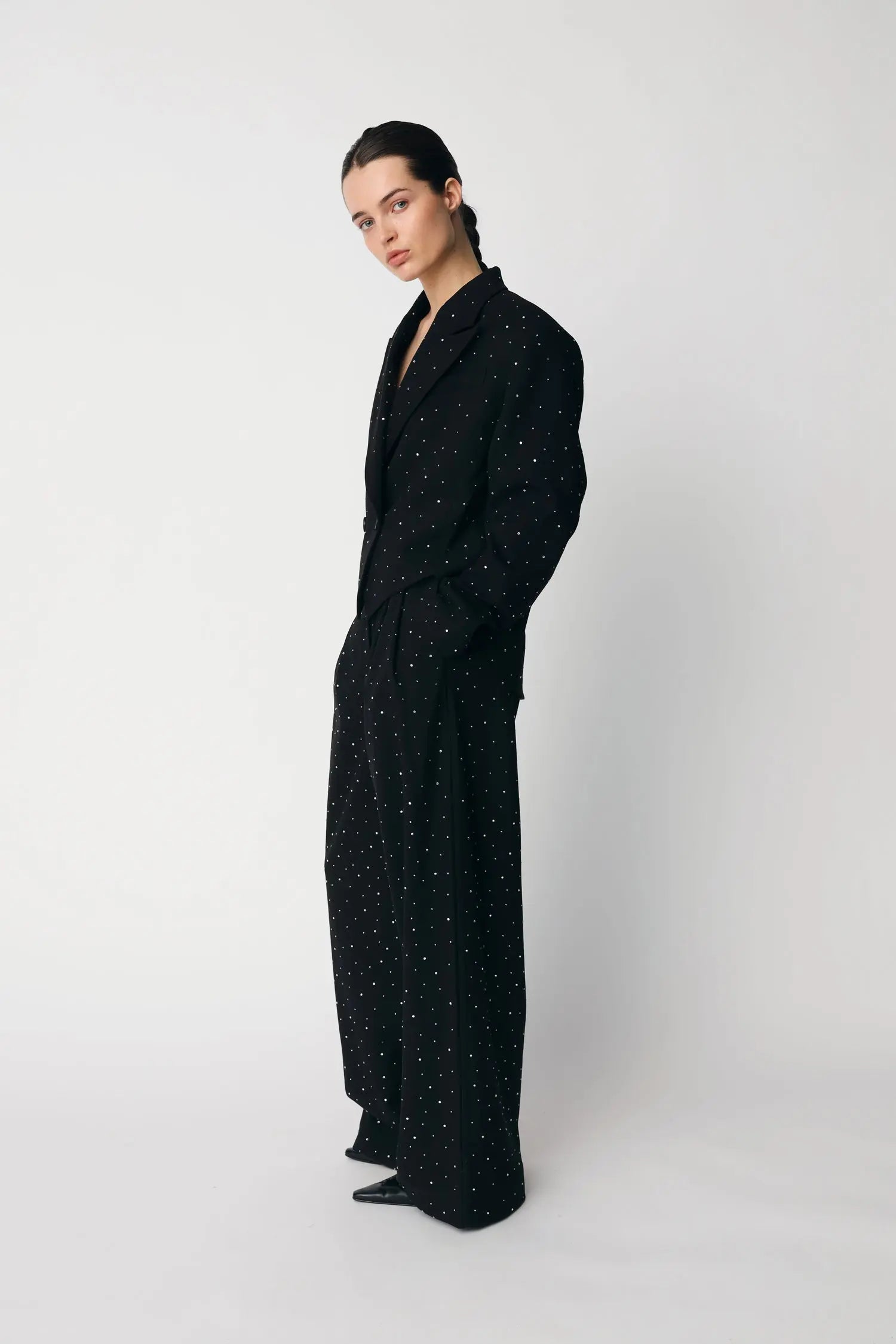 Stella Nova Tuxedo Blazer with Rhinestones Blazer 999 Black