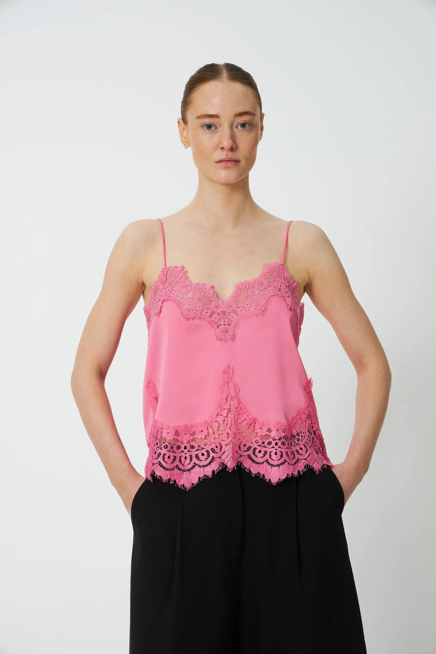 Stella Nova Underlayer Lace top Top 567 Amazing Pink
