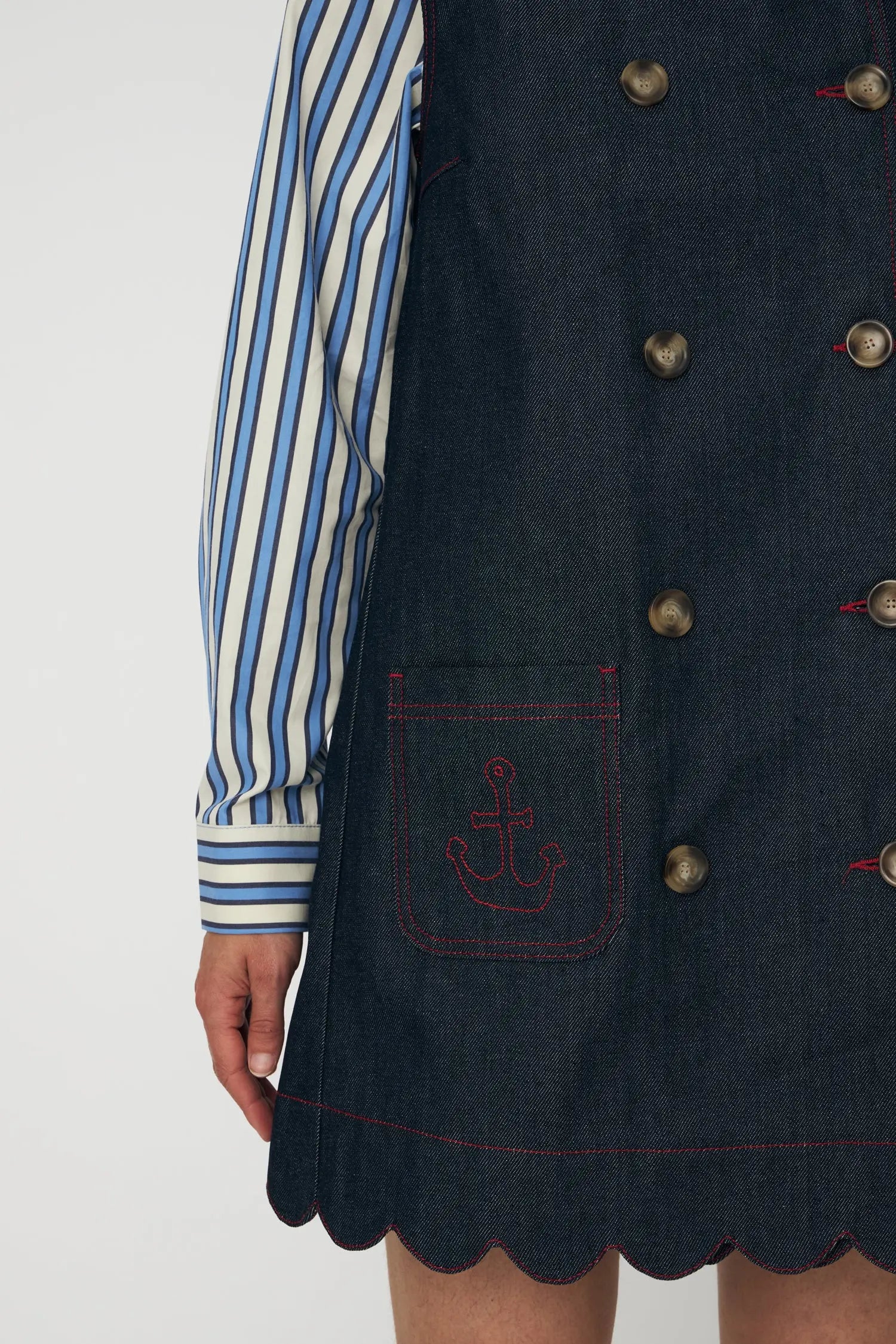 Stella Nova Unwashed Denim Scallop Dress Dress 333 Raw Denim