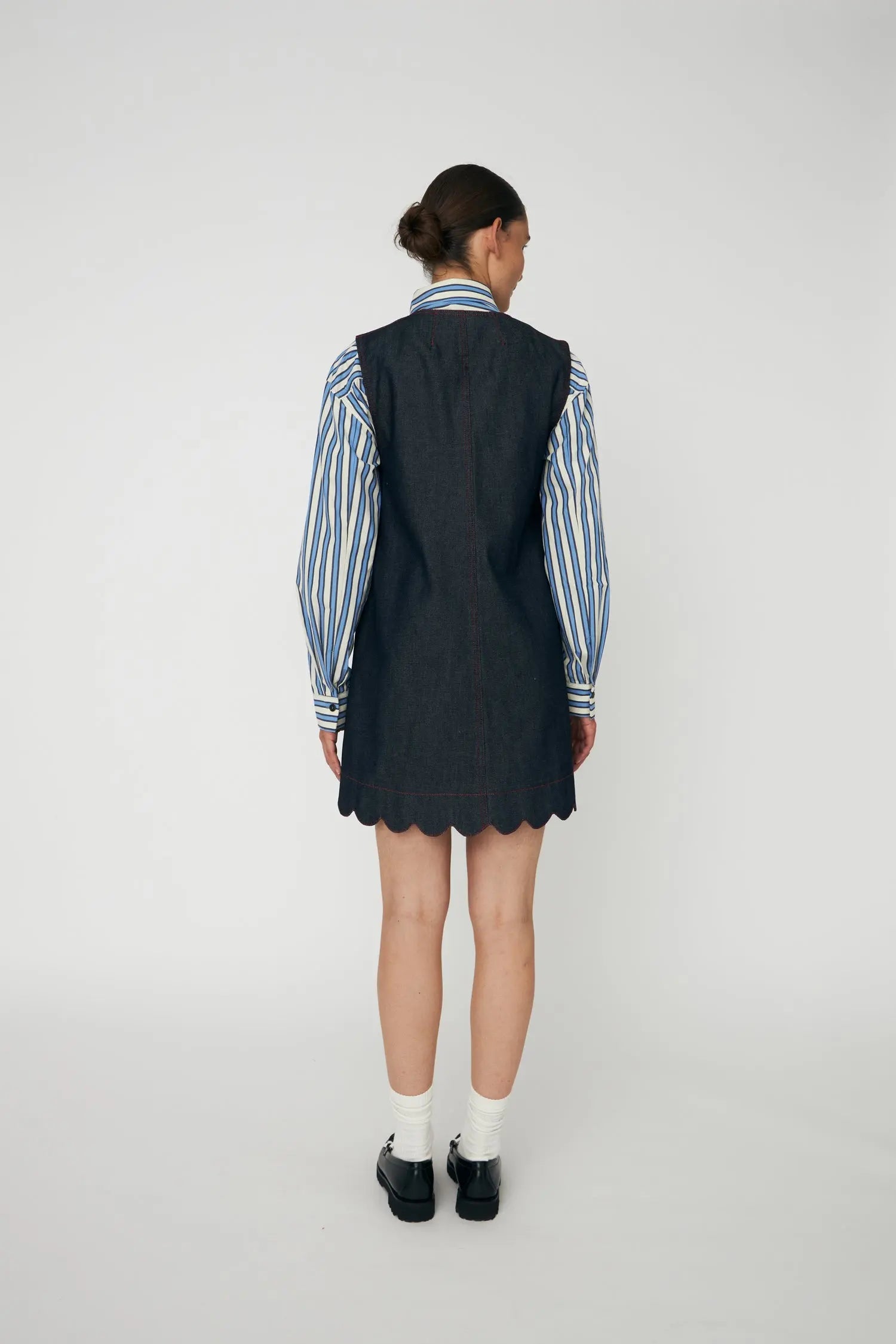 Stella Nova Unwashed Denim Scallop Dress Dress 333 Raw Denim