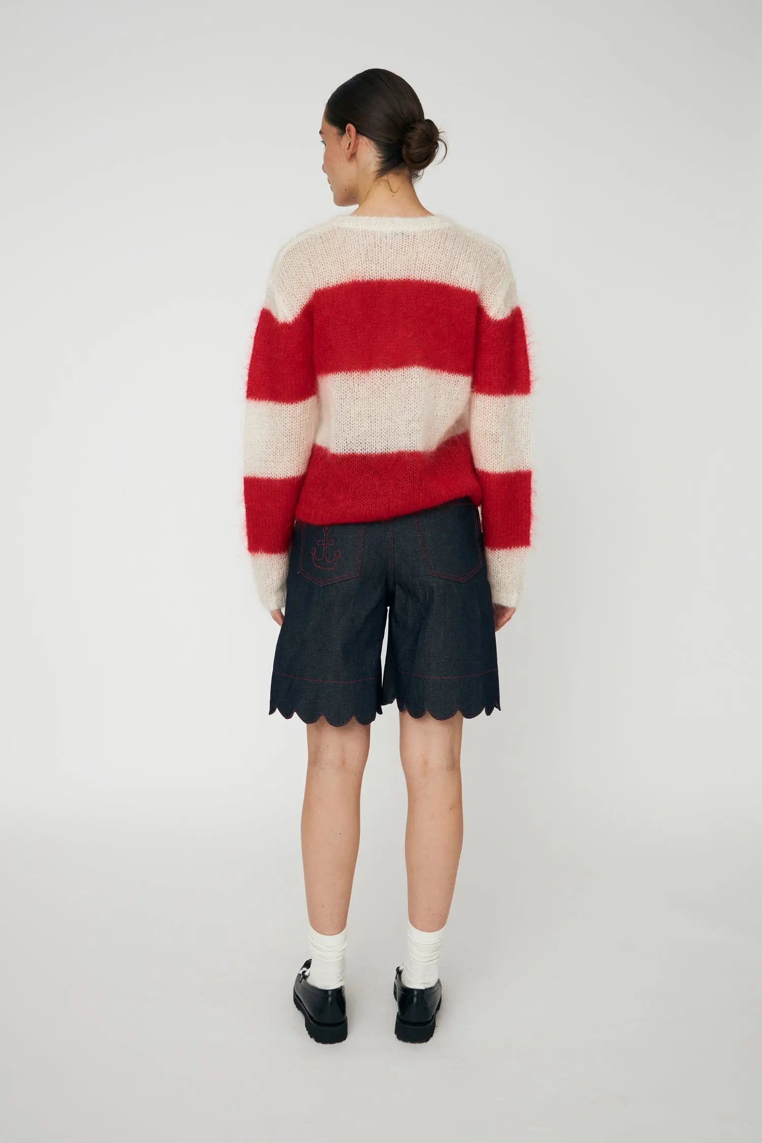 Stella Nova Unwashed Denim Scallop Shorts Short Pants 333 Raw Denim