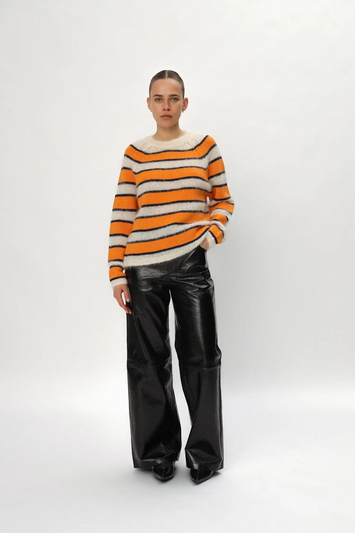 Stella Nova Wool Mix Mohair Sweater Coatigan 748 Bright Orange