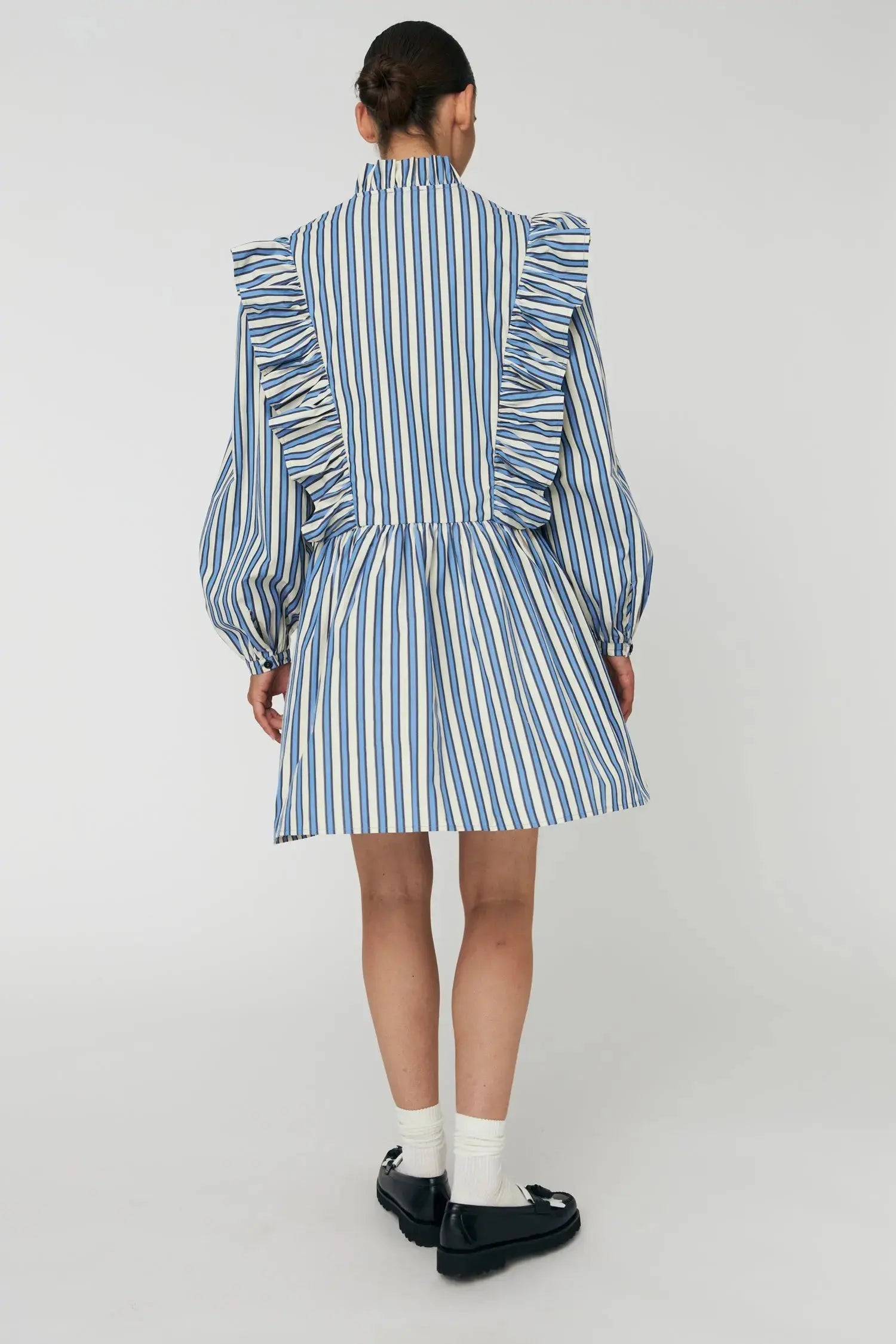 Stella Nova Yarn Dyed Striped Dress Dress 041 Creme Blue Stripes