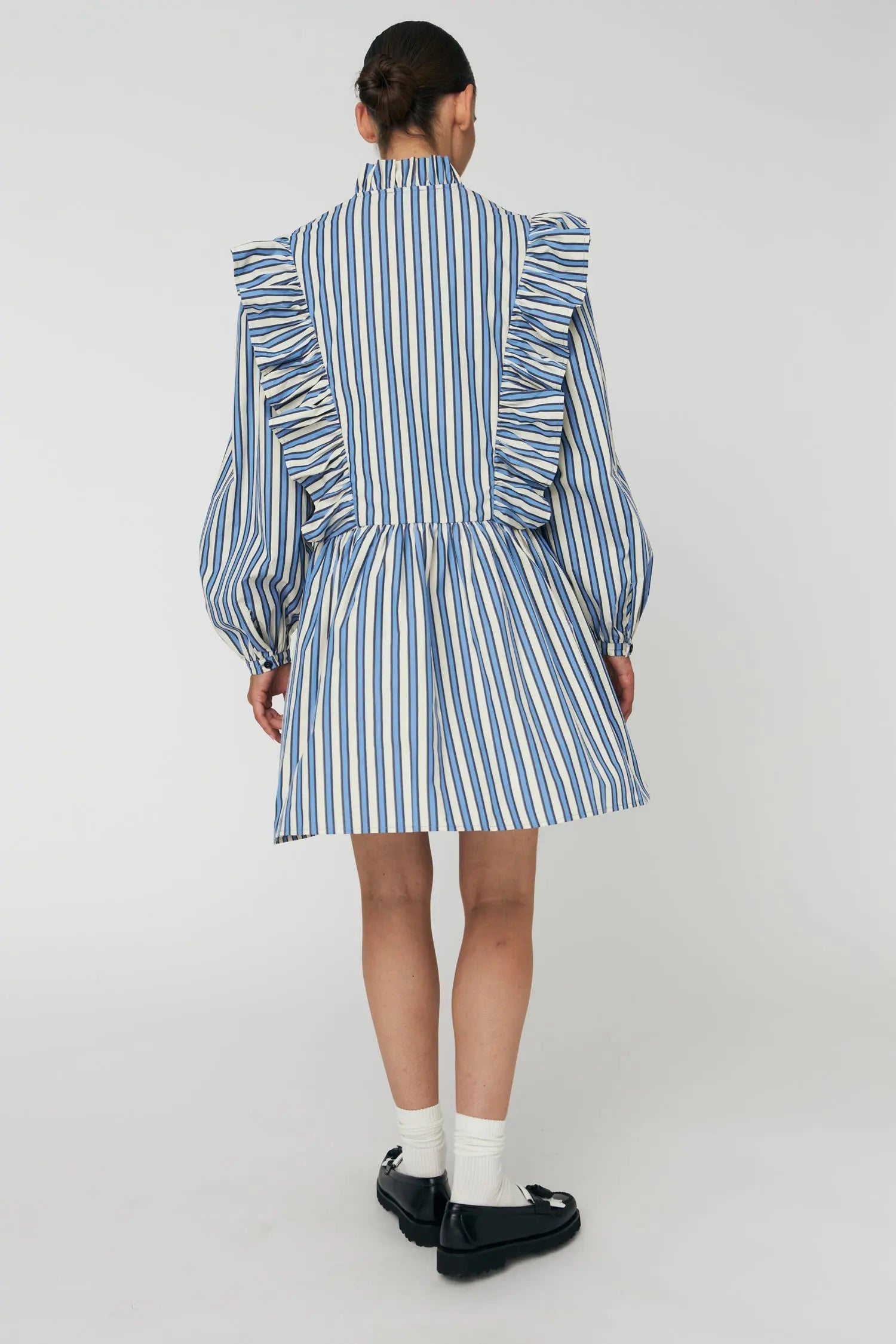 Stella Nova Yarn Dyed Striped Dress Dress 041 Creme Blue Stripes