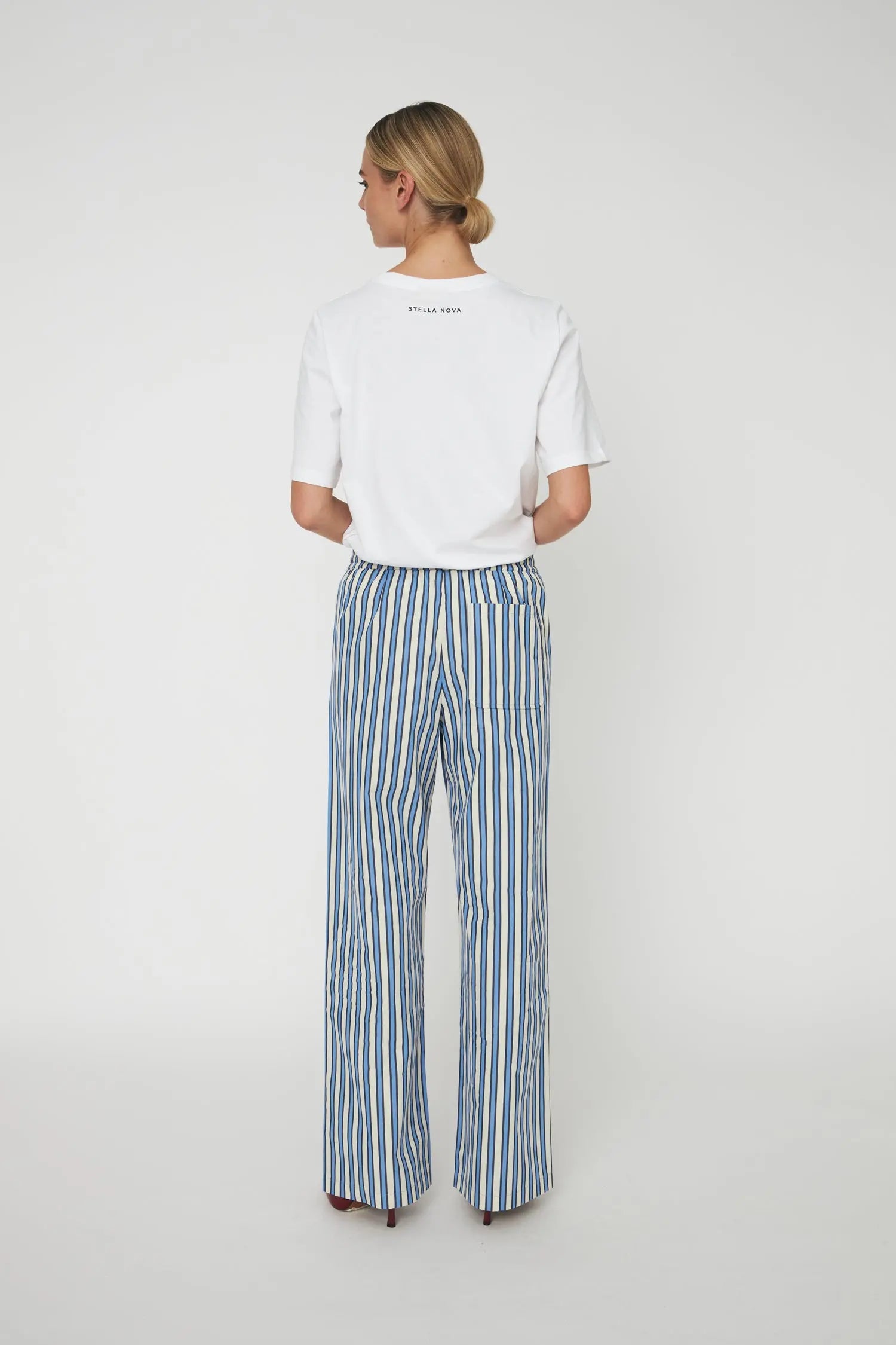 Stella Nova Yarn Dyed Striped Pants Pants 041 Creme Blue Stripes