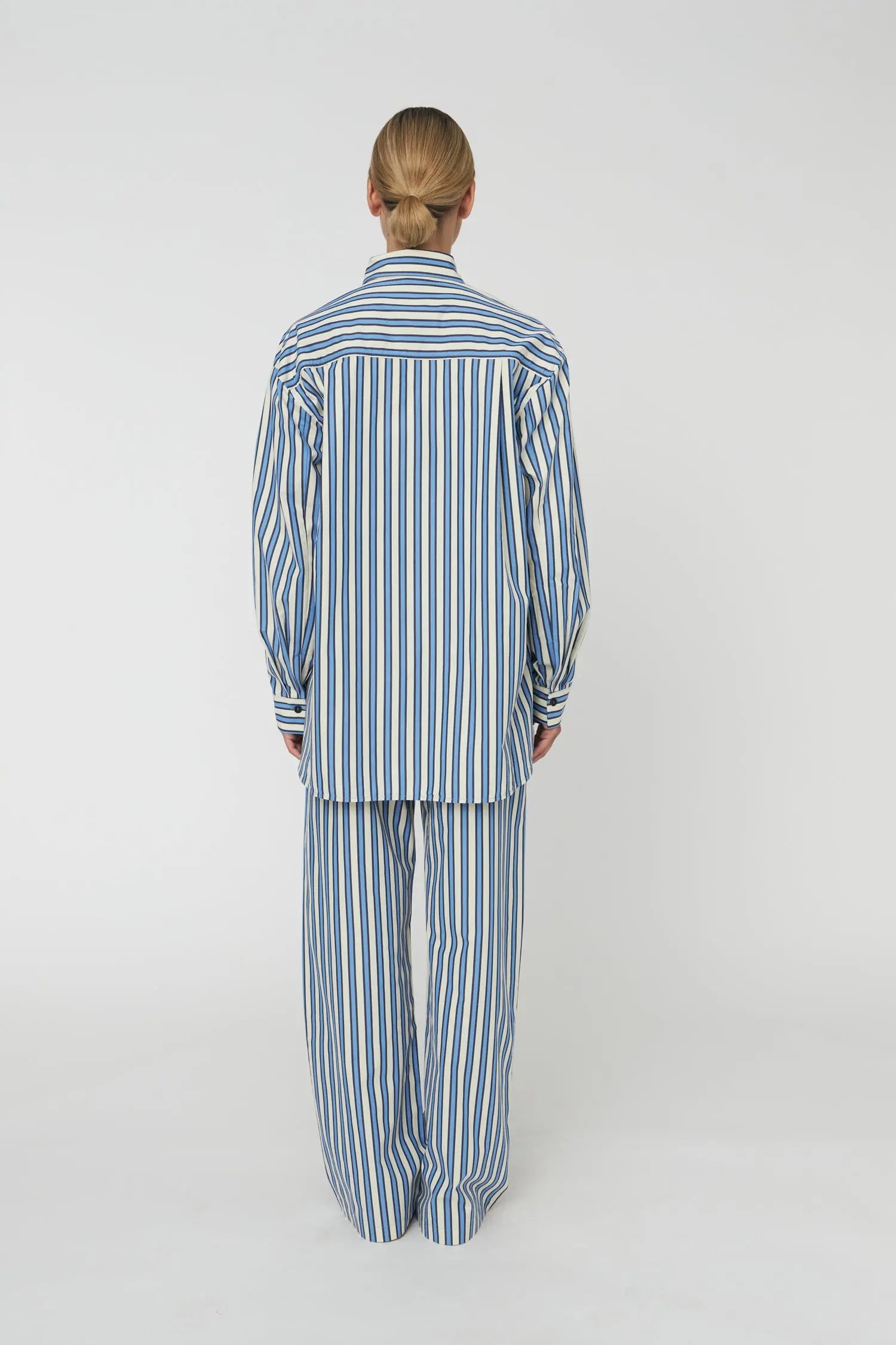 Stella Nova Yarn Dyed Striped Shirt Shirt 041 Creme Blue Stripes