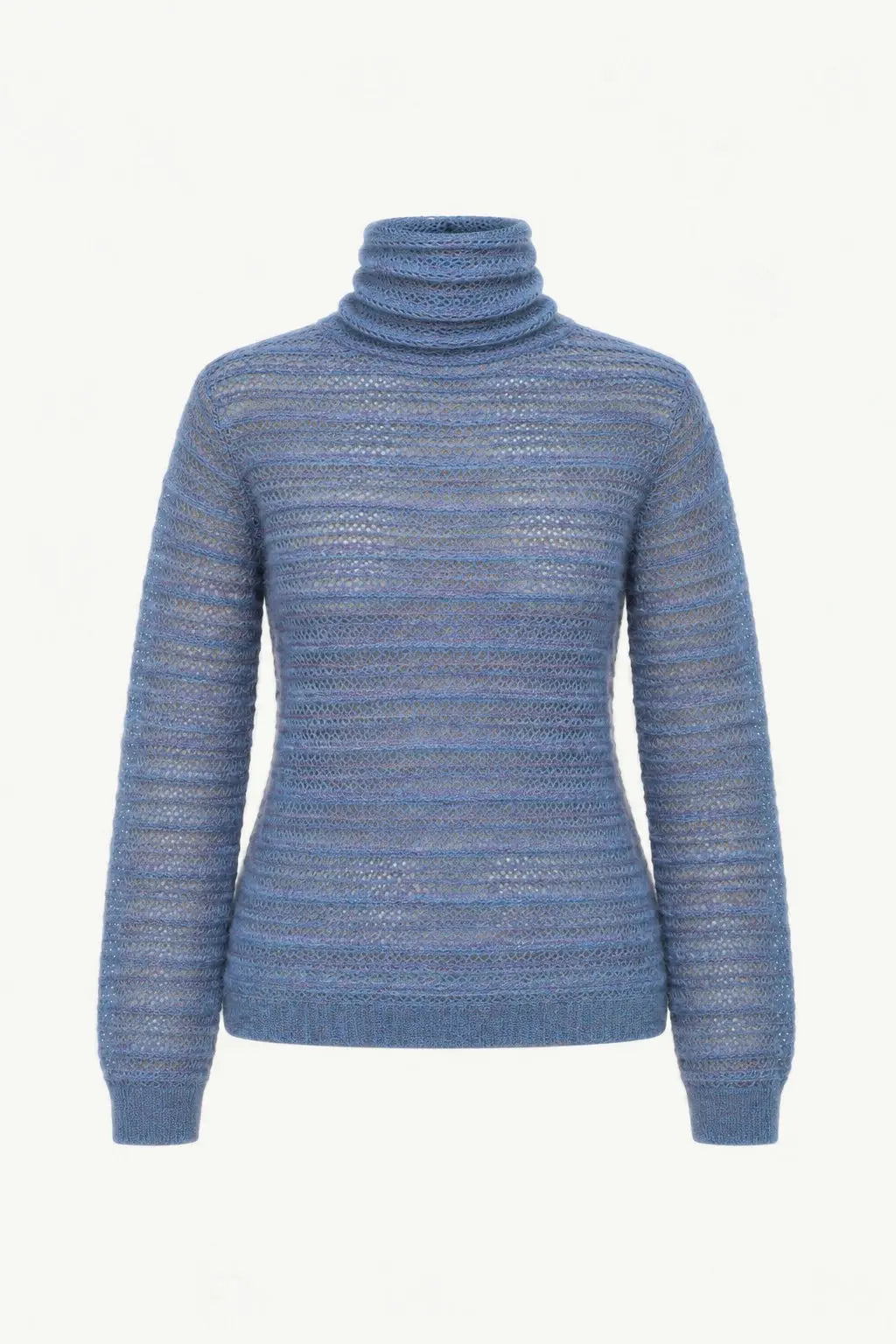 Stella Nova Alpaca Delicate Knit Highneck Blouse 159 Little Boy Blue
