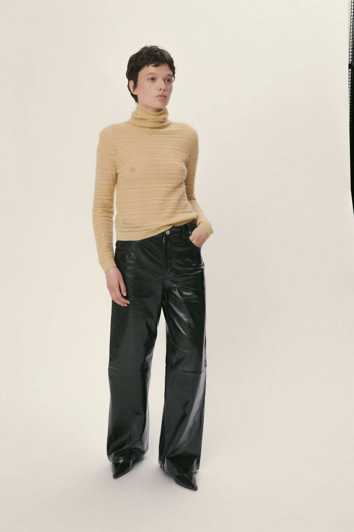 Stella Nova Alpaca Delicate Knit Highneck Sweater 115 Sweet Yellow