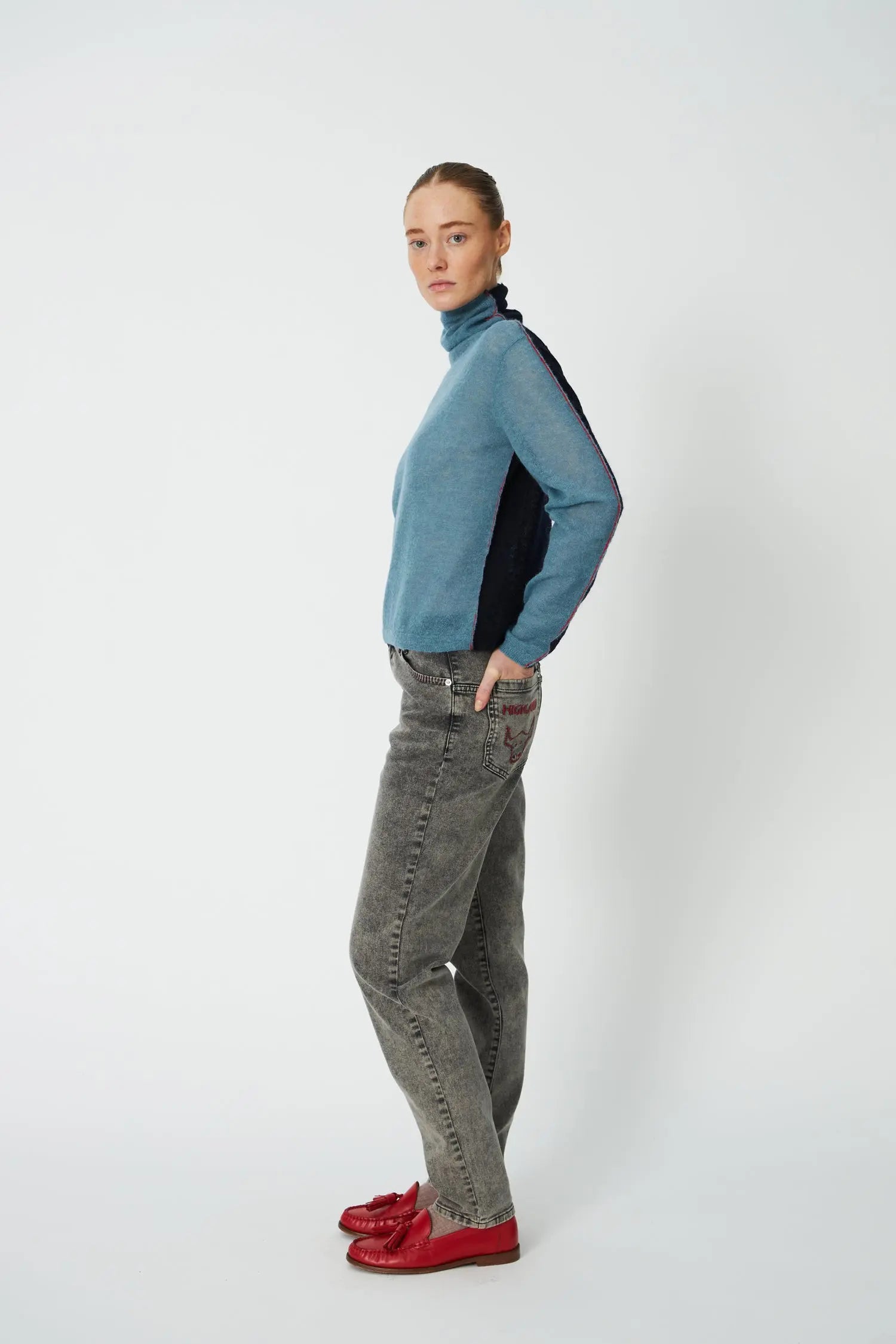 Stella Nova Alpaca Turtleneck Sweater 322 Evening Blue